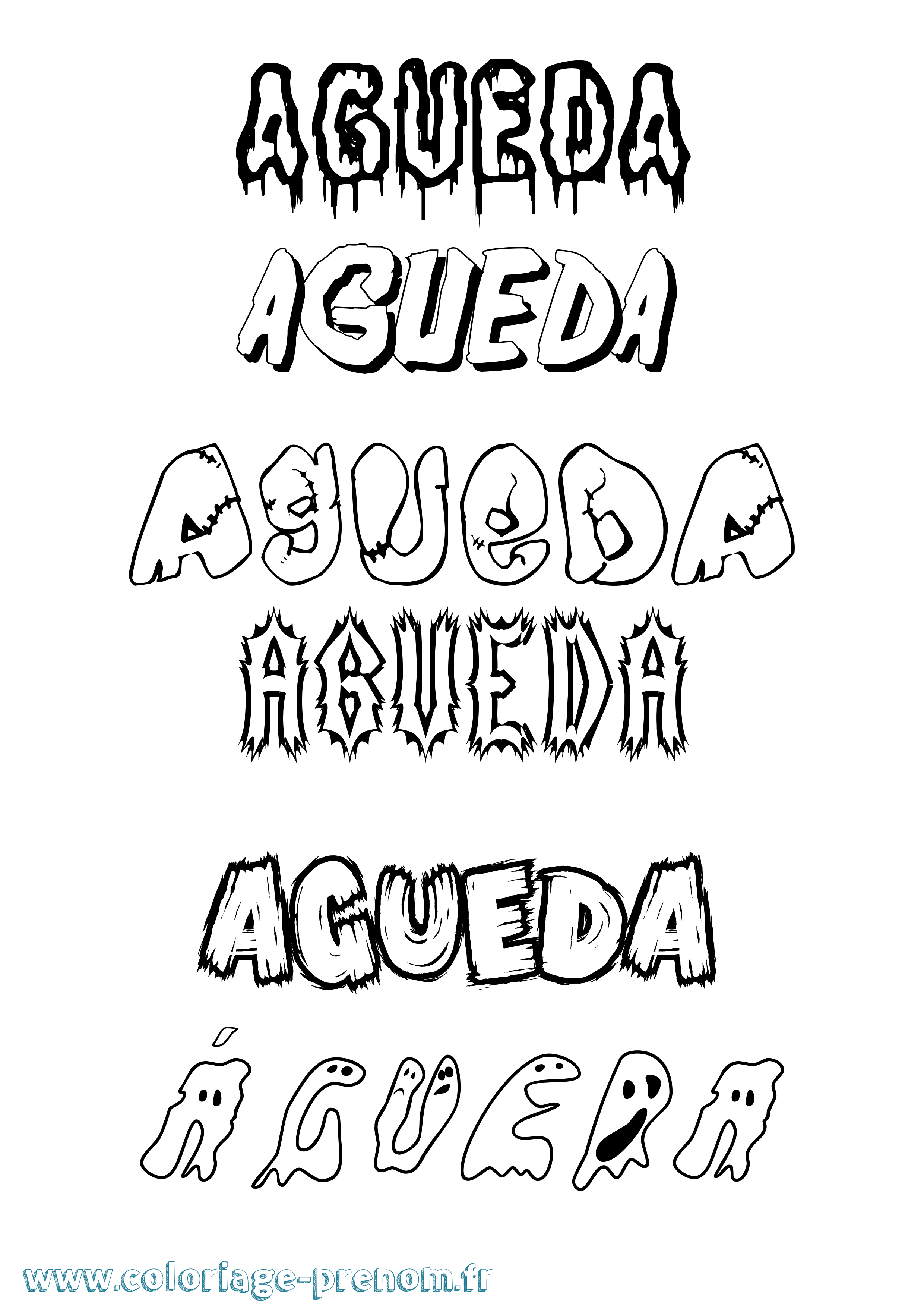 Coloriage Águeda Frisson Coloriage prénom Águeda Frisson