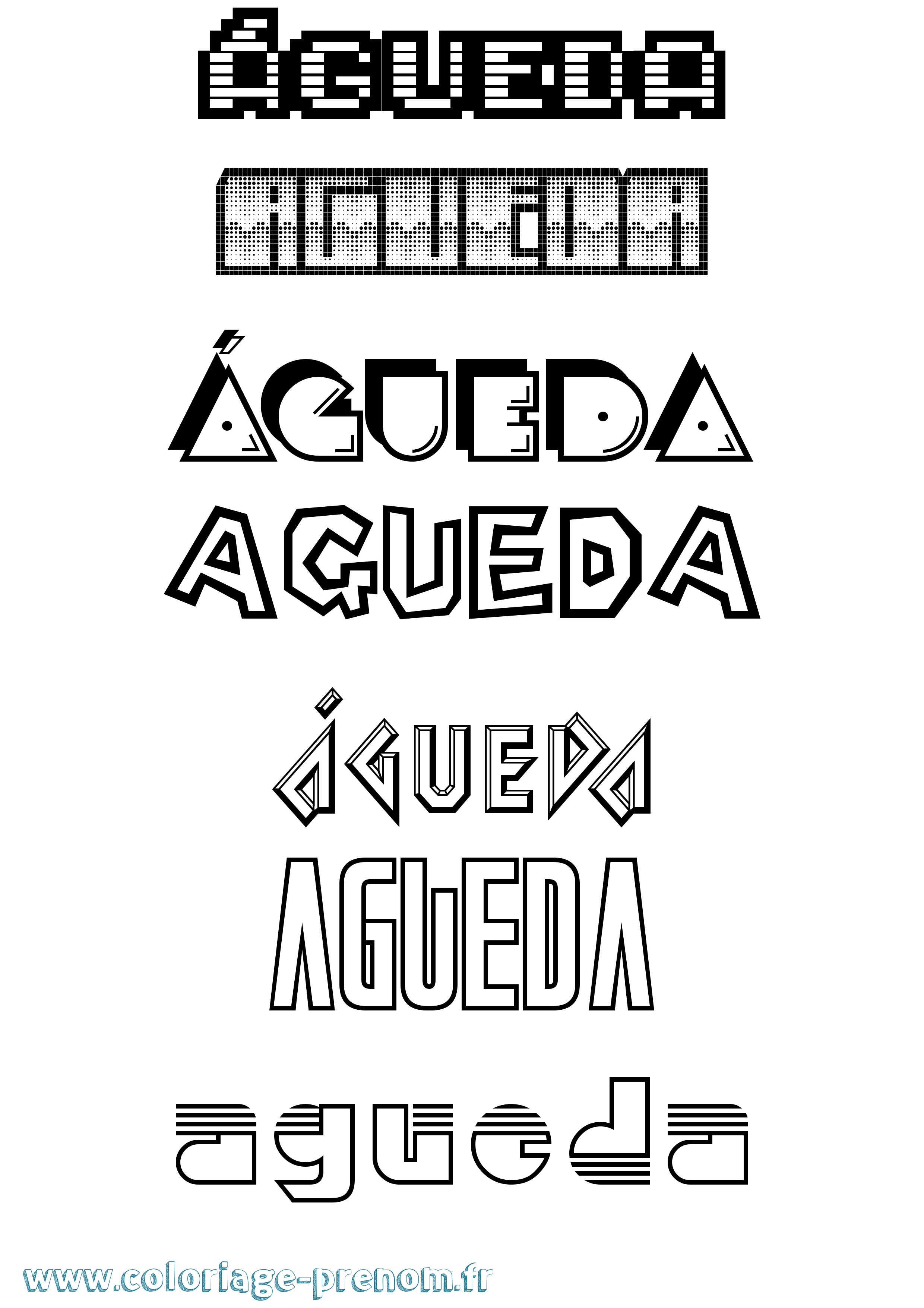 Coloriage Águeda Jeux Vidéos Coloriage prénom Águeda Jeux Vidéos