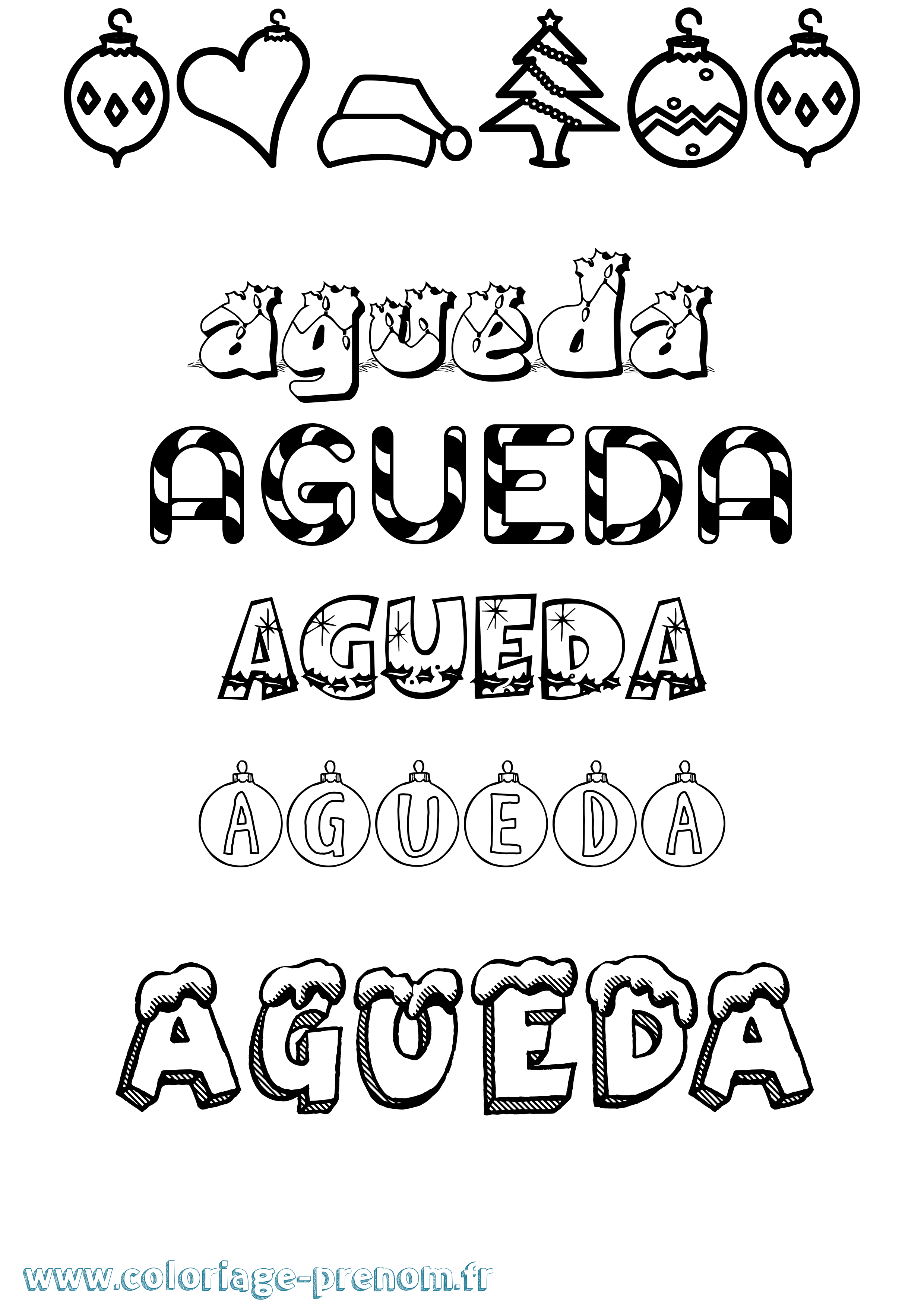 Coloriage Águeda Noël Coloriage prénom Águeda Noël