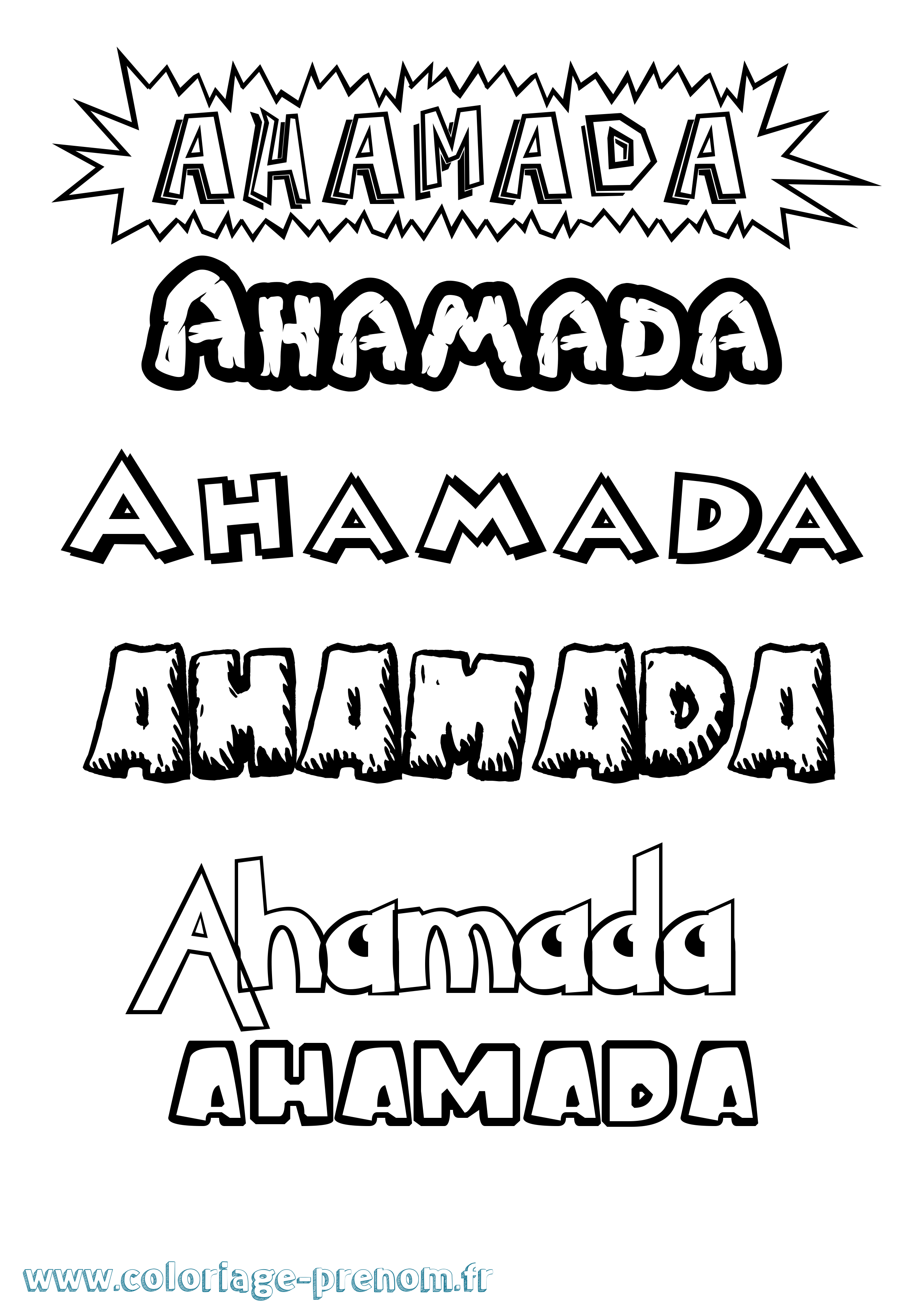 Coloriage Ahamada Dessin Animé Coloriage prénom Ahamada Dessin Animé