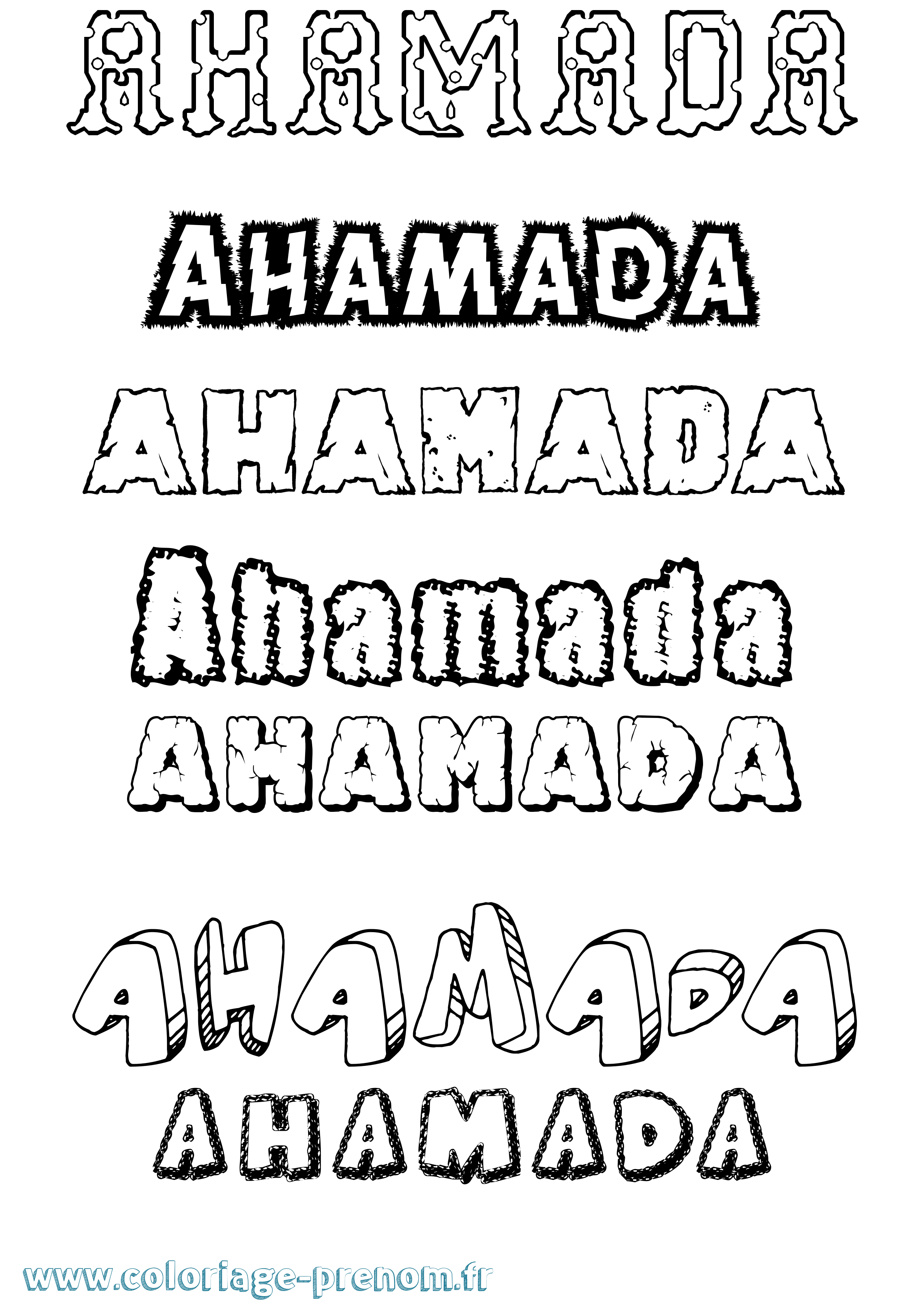 Coloriage Ahamada Destructuré Coloriage prénom Ahamada Destructuré