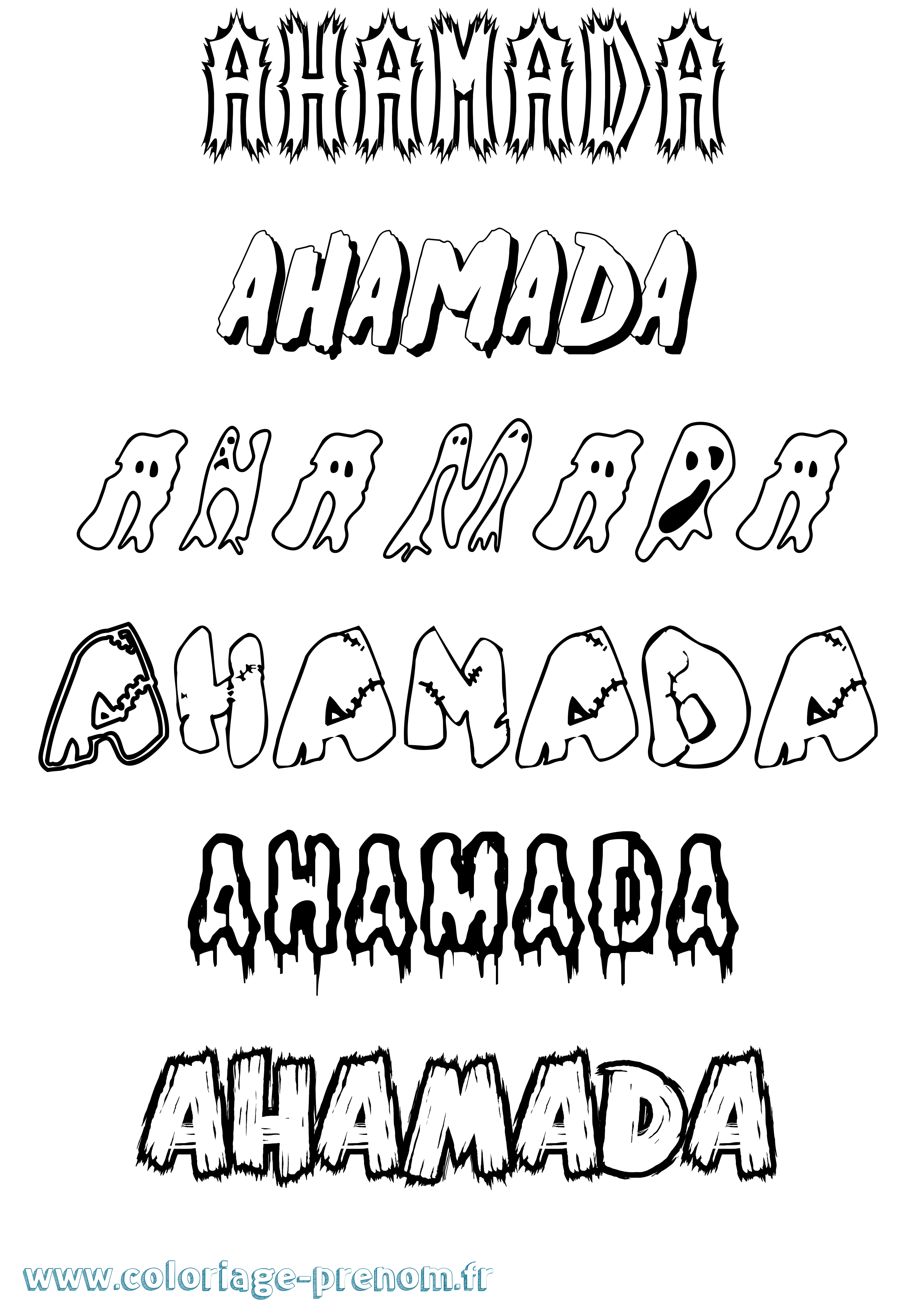 Coloriage Ahamada Frisson Coloriage prénom Ahamada Frisson