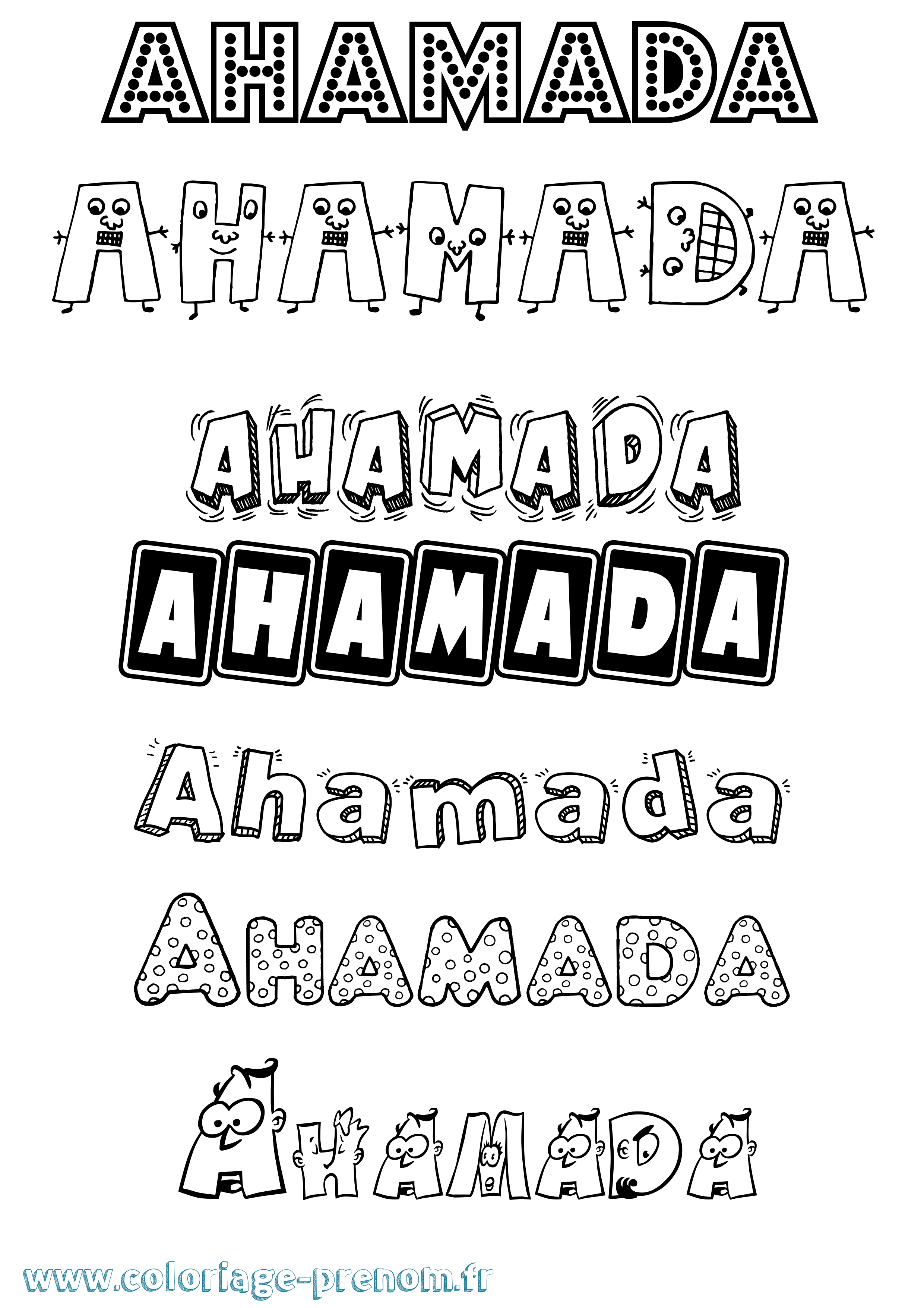 Coloriage Ahamada Fun Coloriage prénom Ahamada Fun