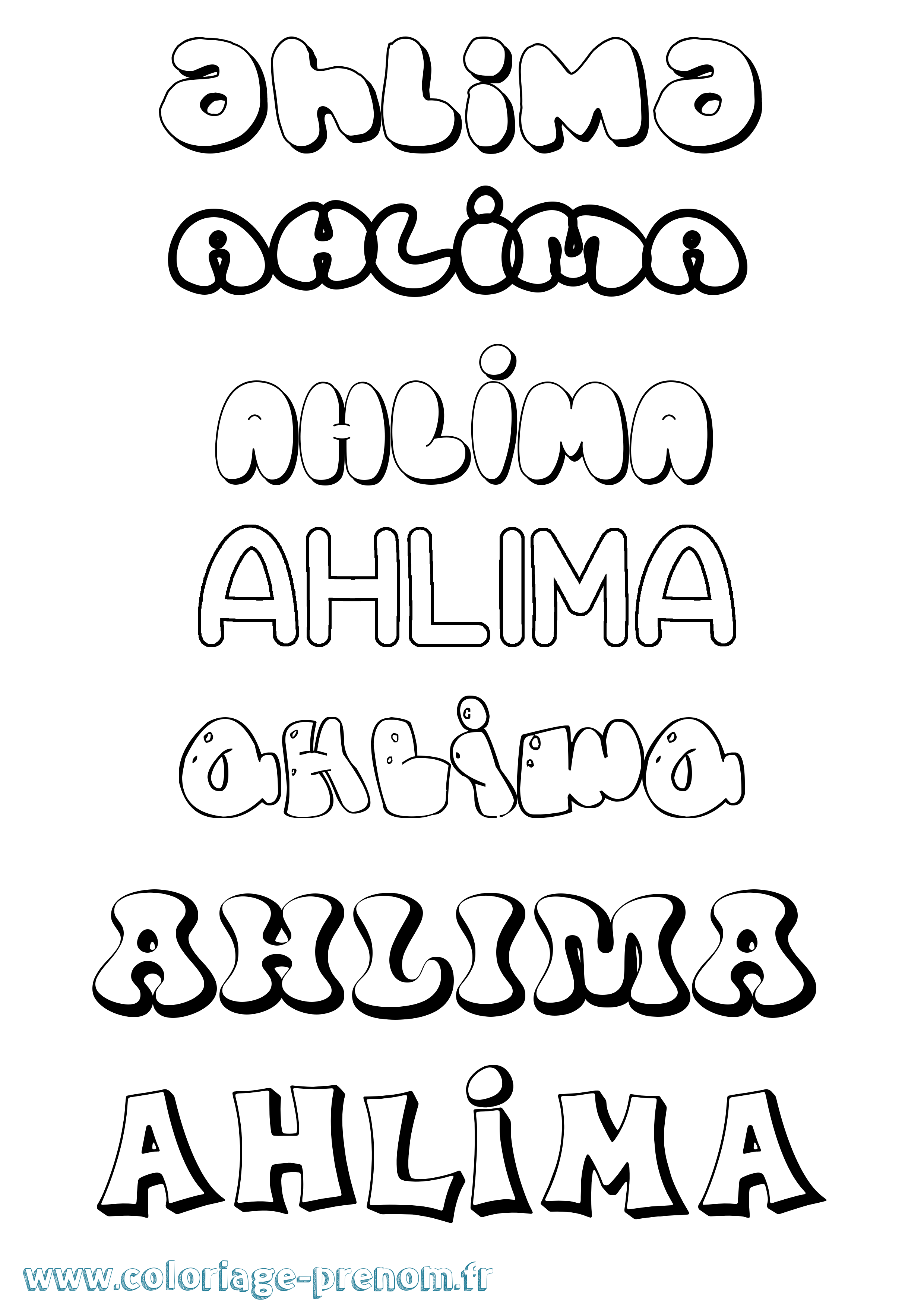 Coloriage Ahlima Bubble Coloriage prénom Ahlima Bubble