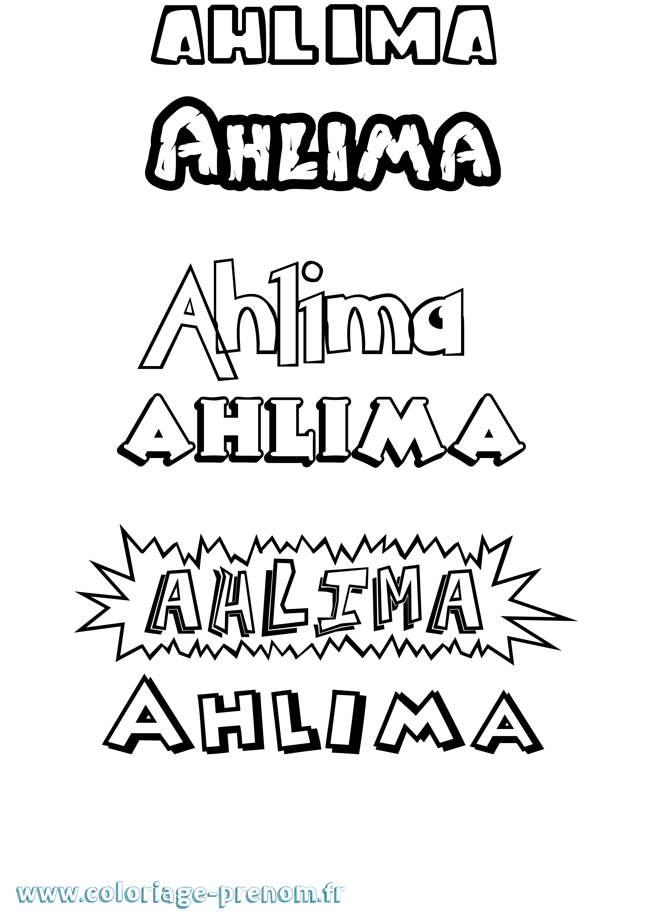 Coloriage Ahlima Dessin Animé Coloriage prénom Ahlima Dessin Animé