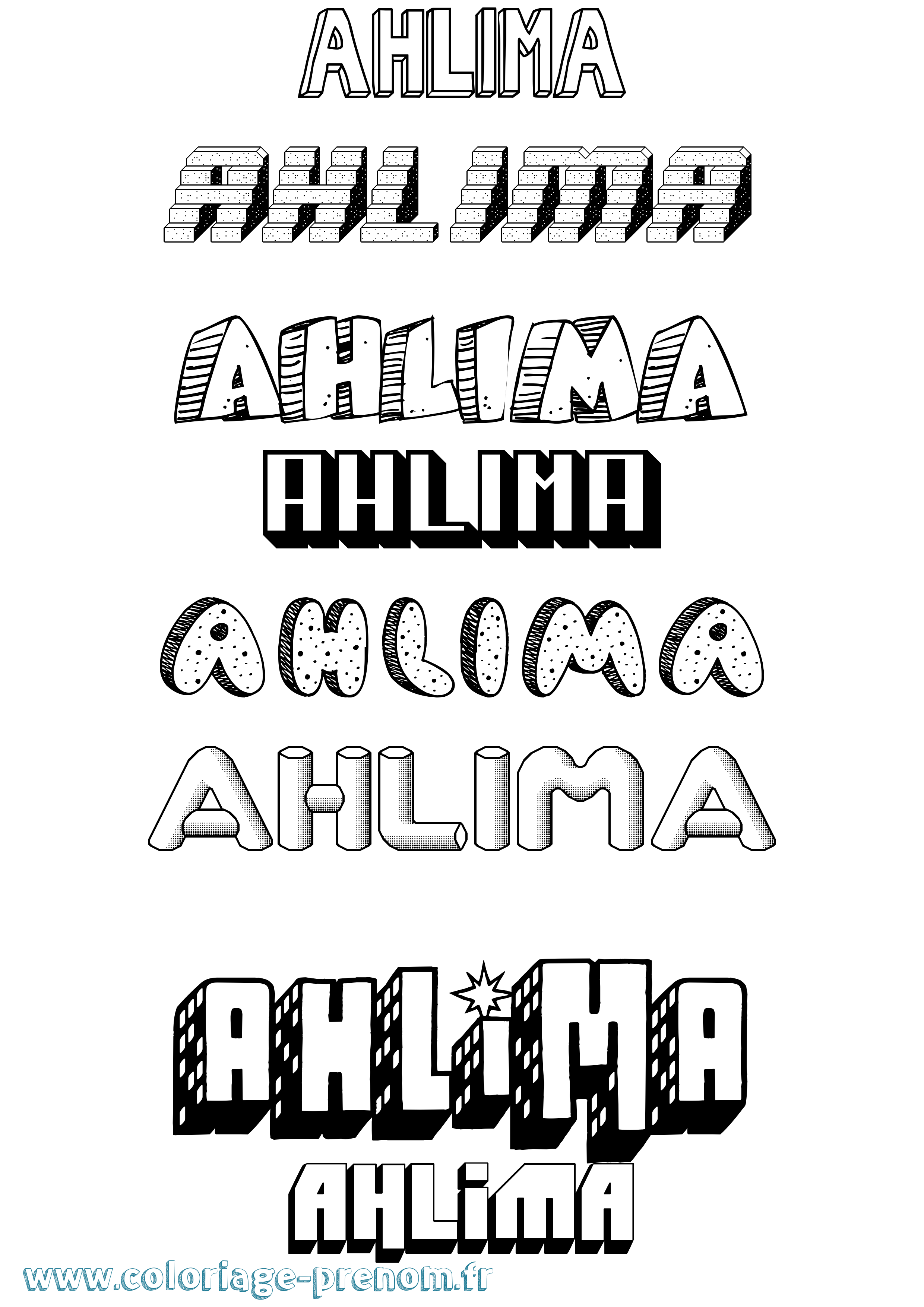 Coloriage Ahlima Effet 3D Coloriage prénom Ahlima Effet 3D