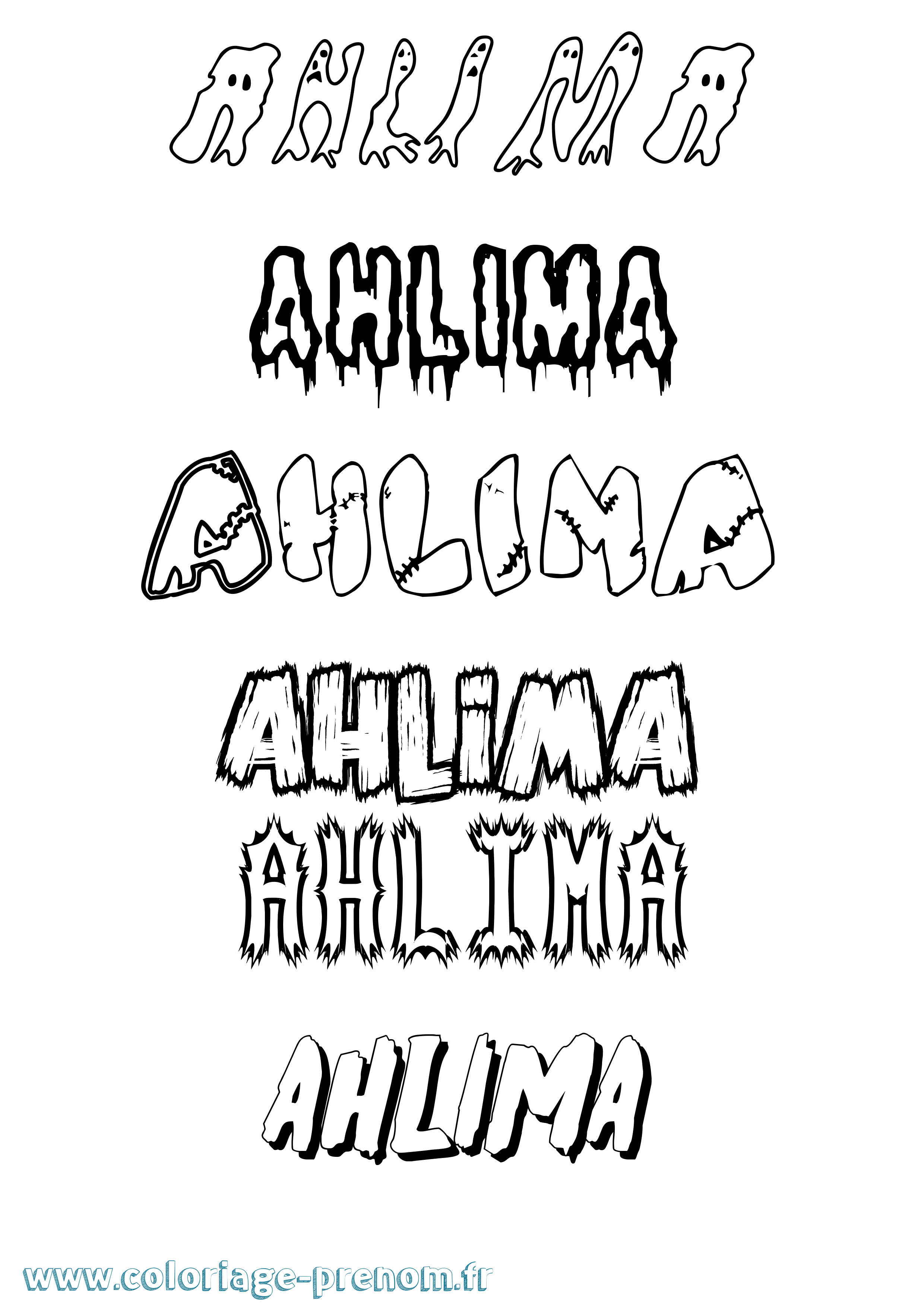 Coloriage Ahlima Frisson Coloriage prénom Ahlima Frisson