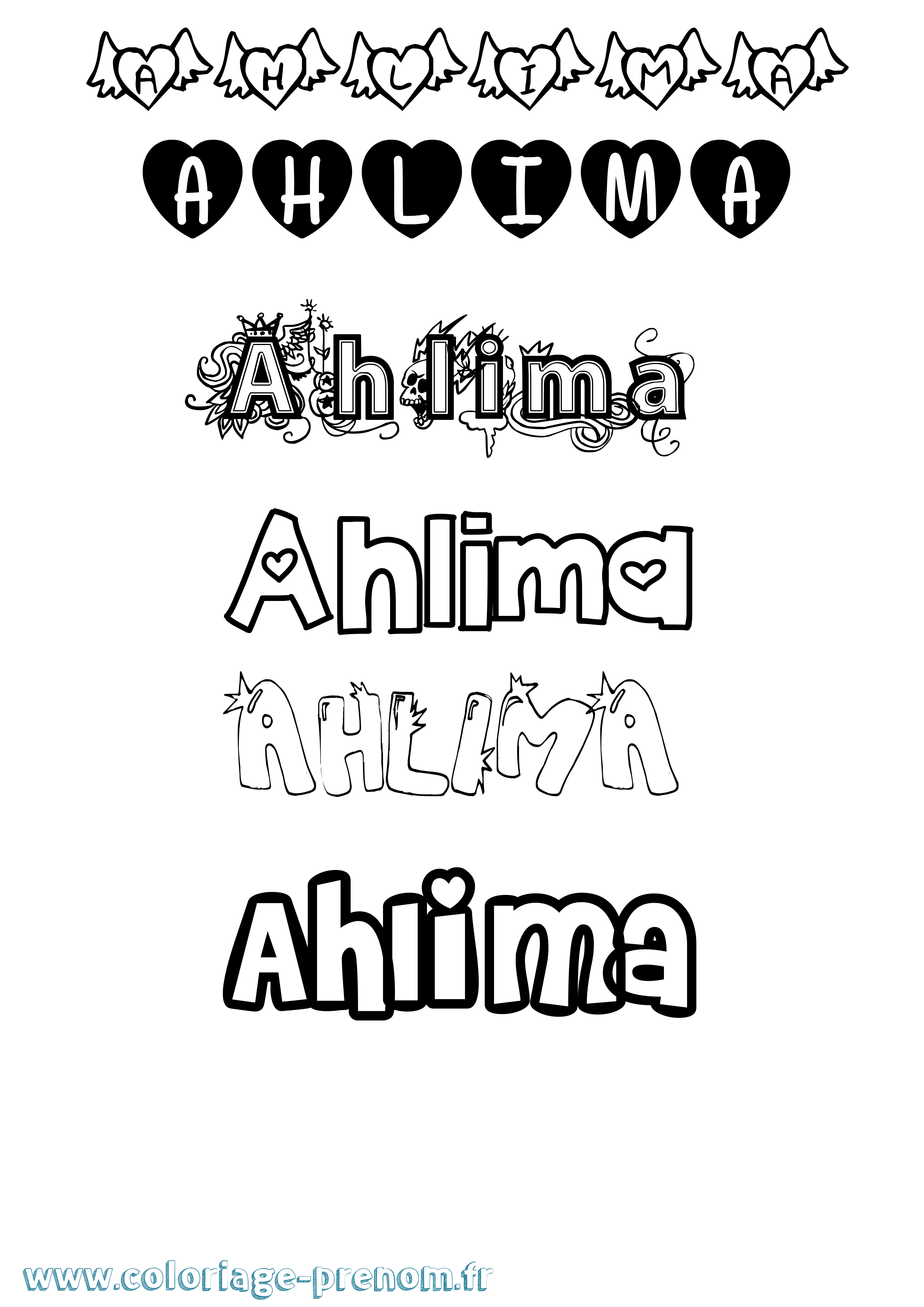 Coloriage Ahlima Girly Coloriage prénom Ahlima Girly