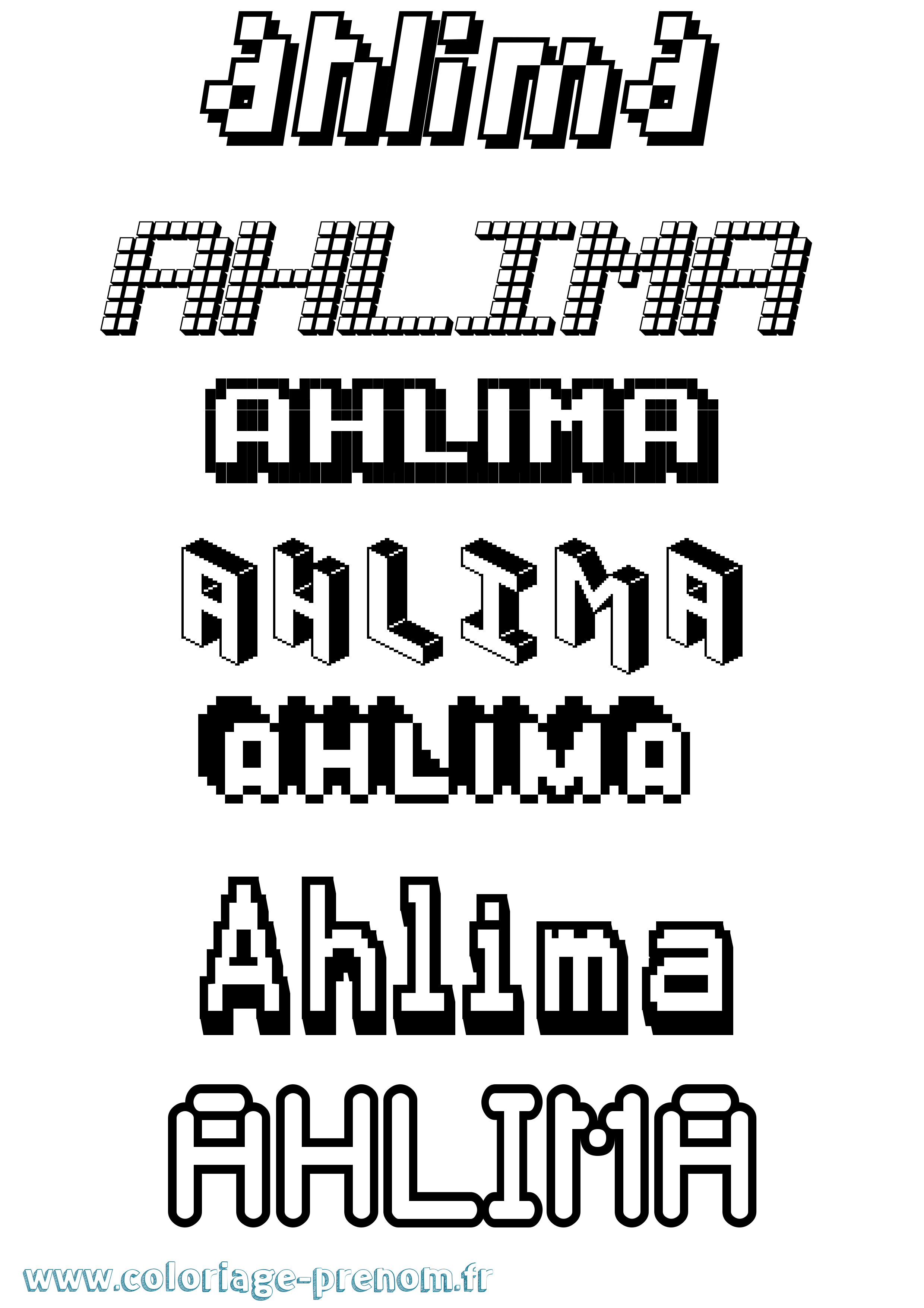 Coloriage Ahlima Pixel Coloriage prénom Ahlima Pixel