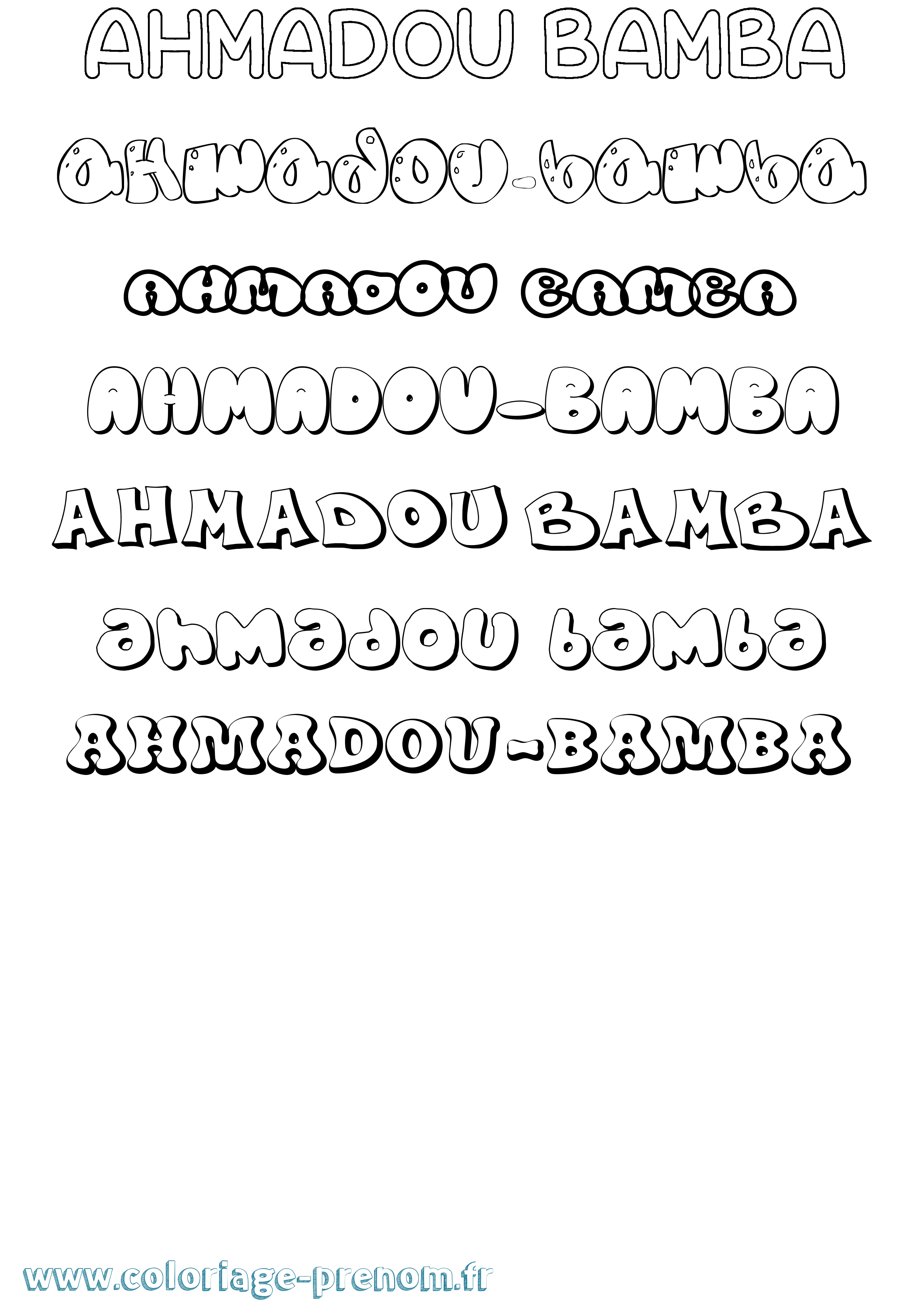 Coloriage Ahmadou-Bamba Bubble Coloriage prénom Ahmadou-Bamba Bubble