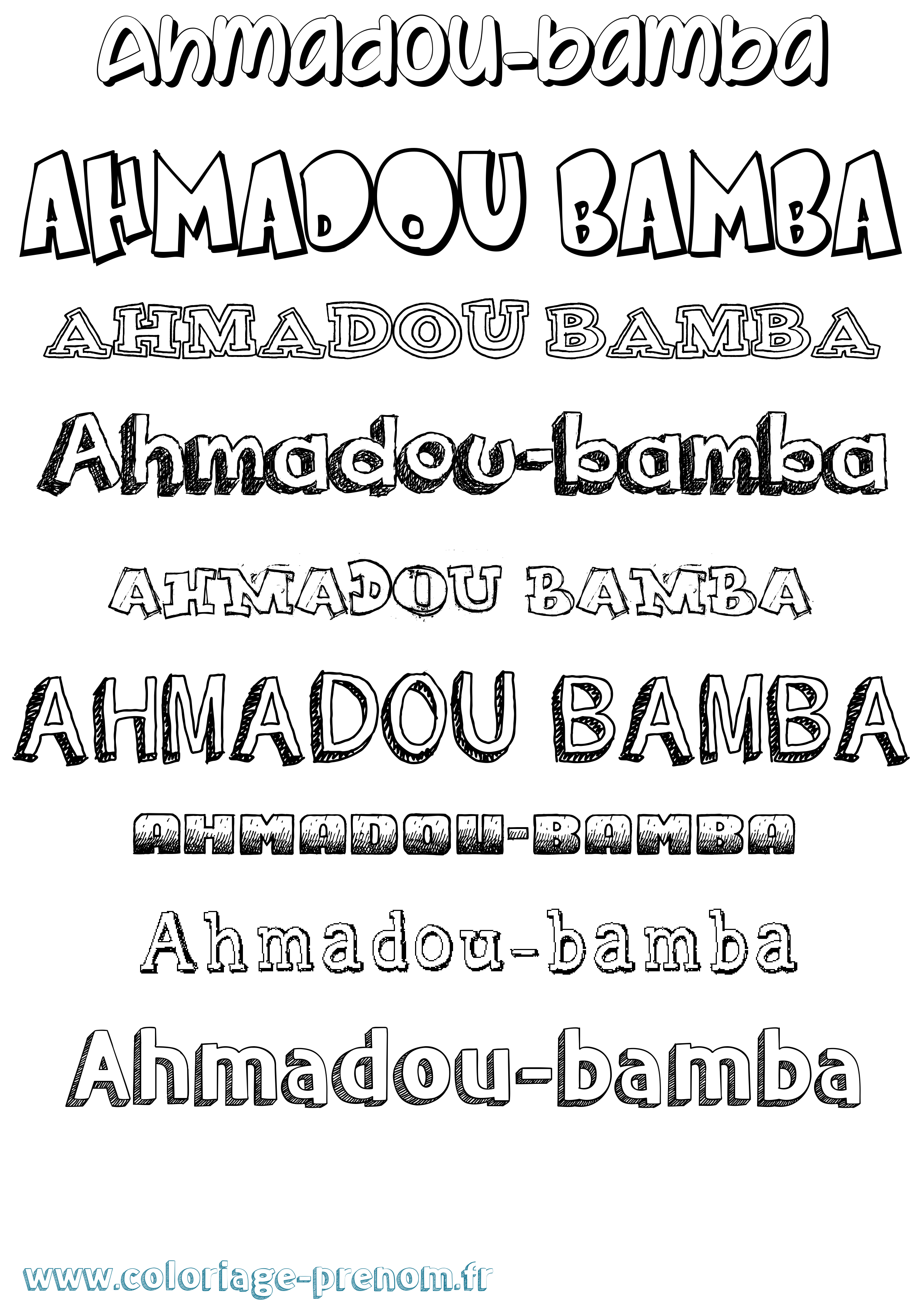 Coloriage Ahmadou-Bamba Dessiné Coloriage prénom Ahmadou-Bamba Dessiné