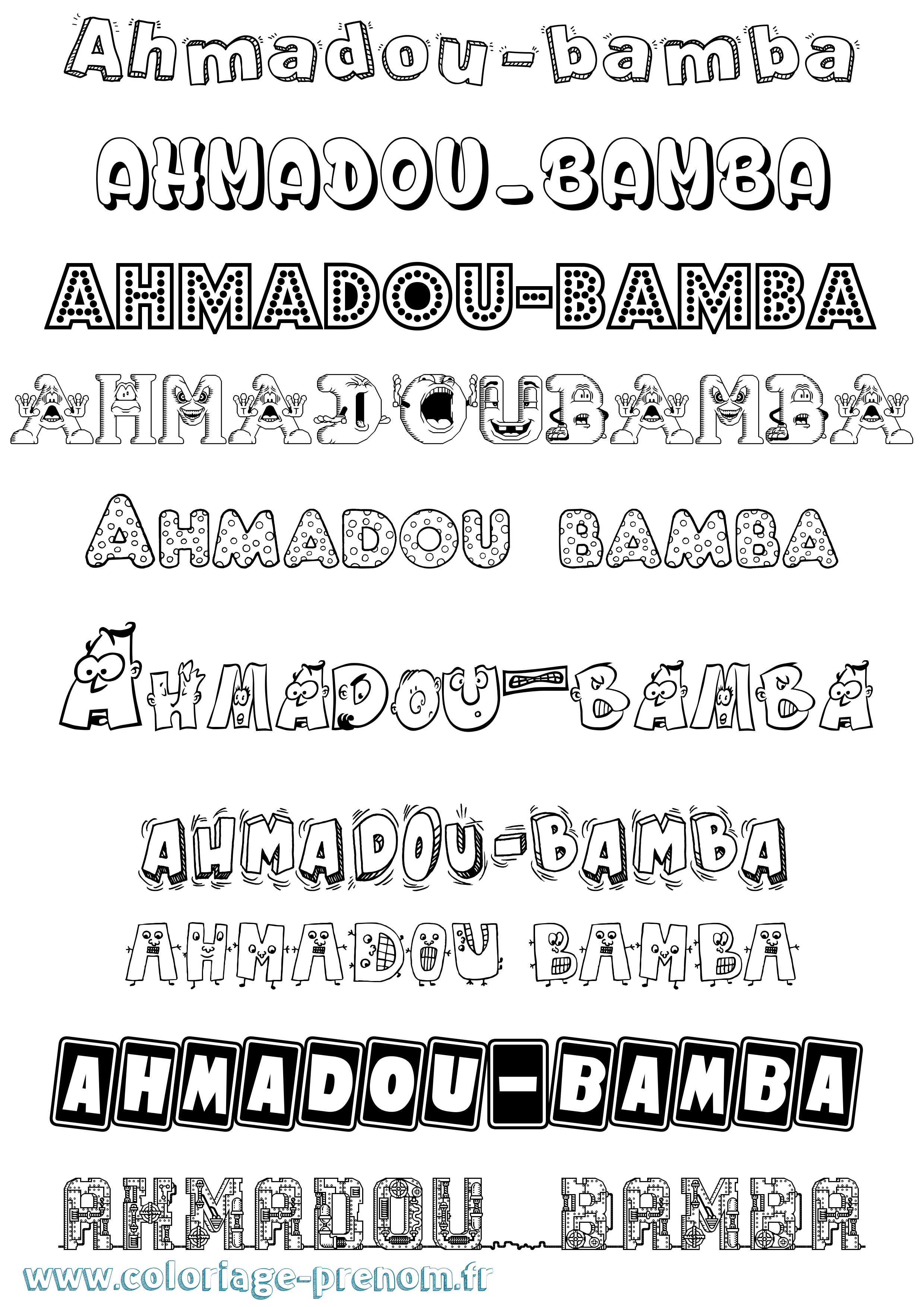 Coloriage Ahmadou-Bamba Fun Coloriage prénom Ahmadou-Bamba Fun
