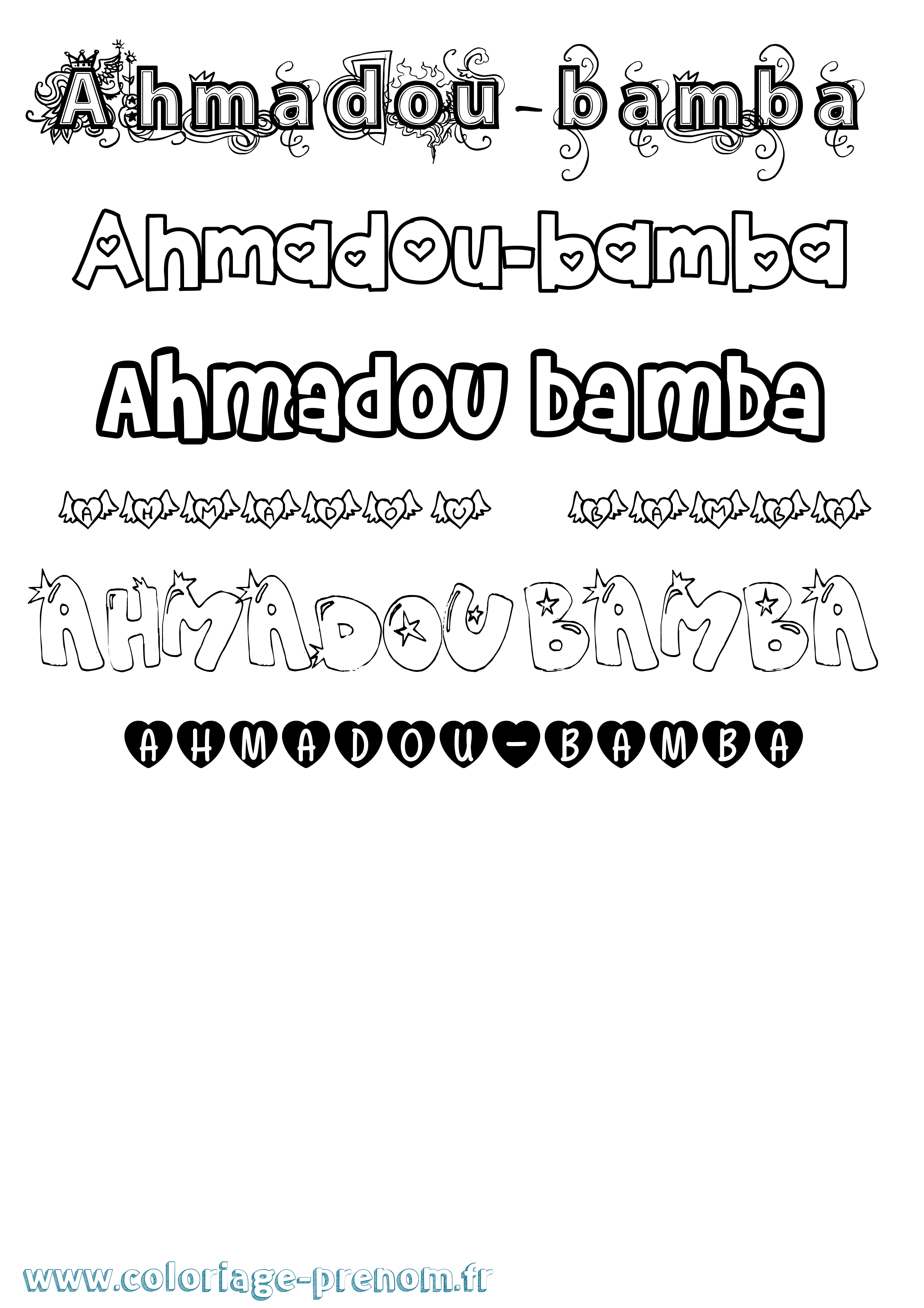Coloriage Ahmadou-Bamba Girly Coloriage prénom Ahmadou-Bamba Girly