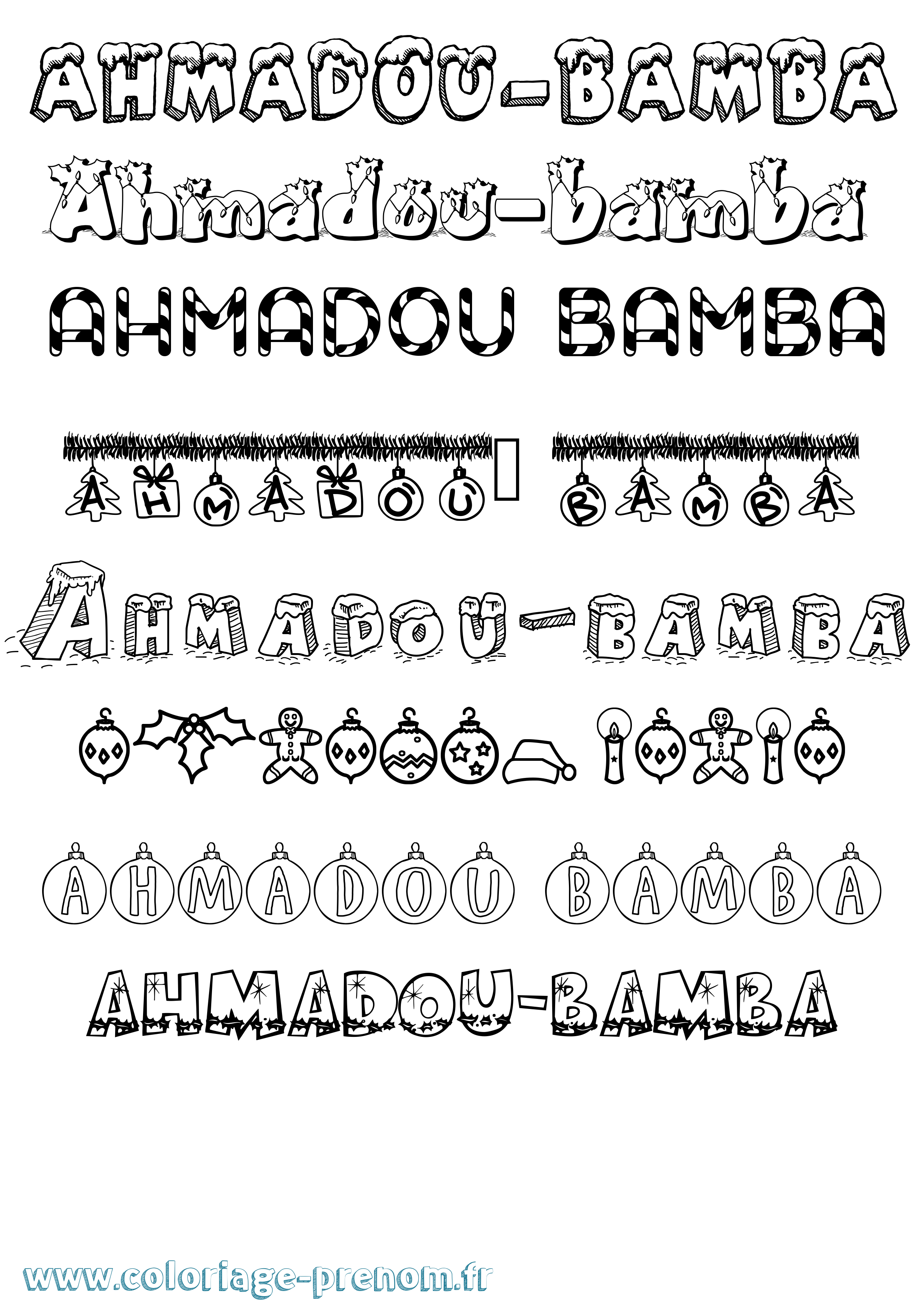 Coloriage Ahmadou-Bamba Noël Coloriage prénom Ahmadou-Bamba Noël