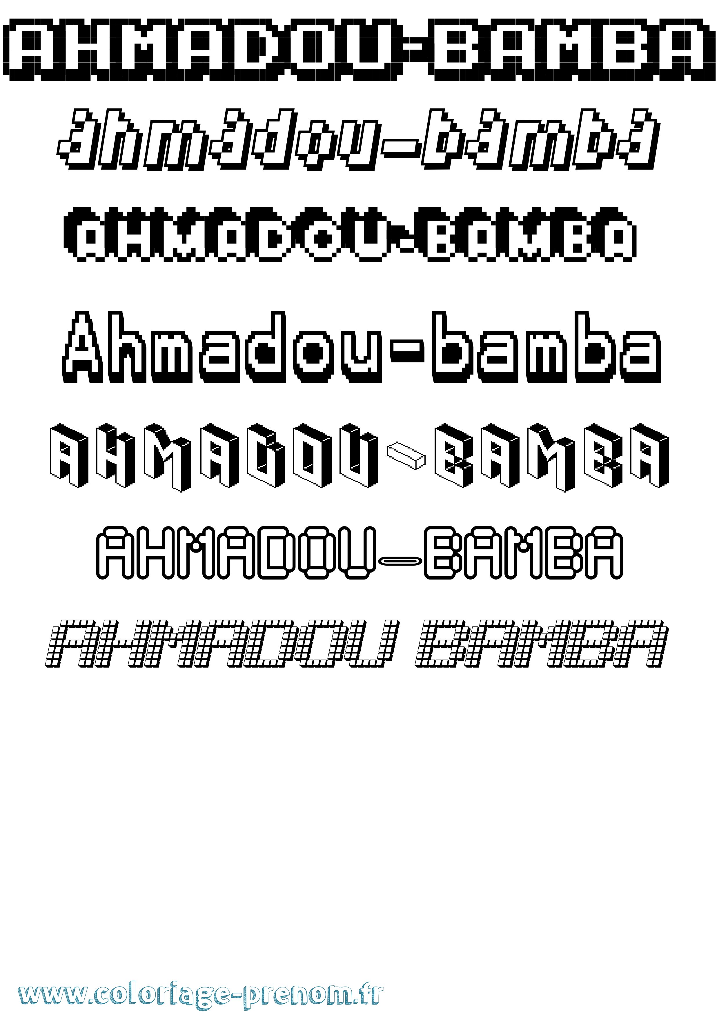 Coloriage Ahmadou-Bamba Pixel Coloriage prénom Ahmadou-Bamba Pixel