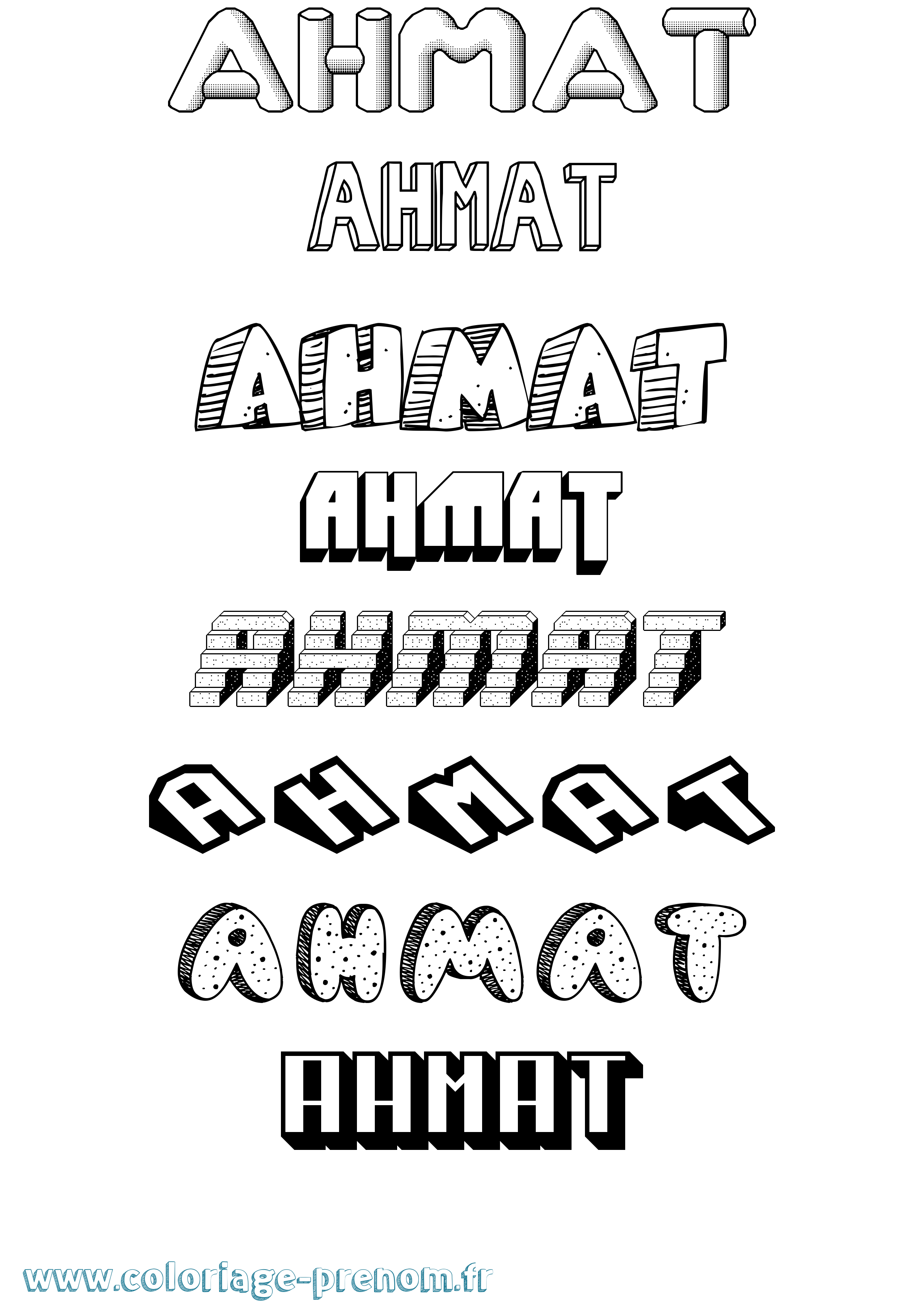 Coloriage Ahmat Effet 3D Coloriage prénom Ahmat Effet 3D