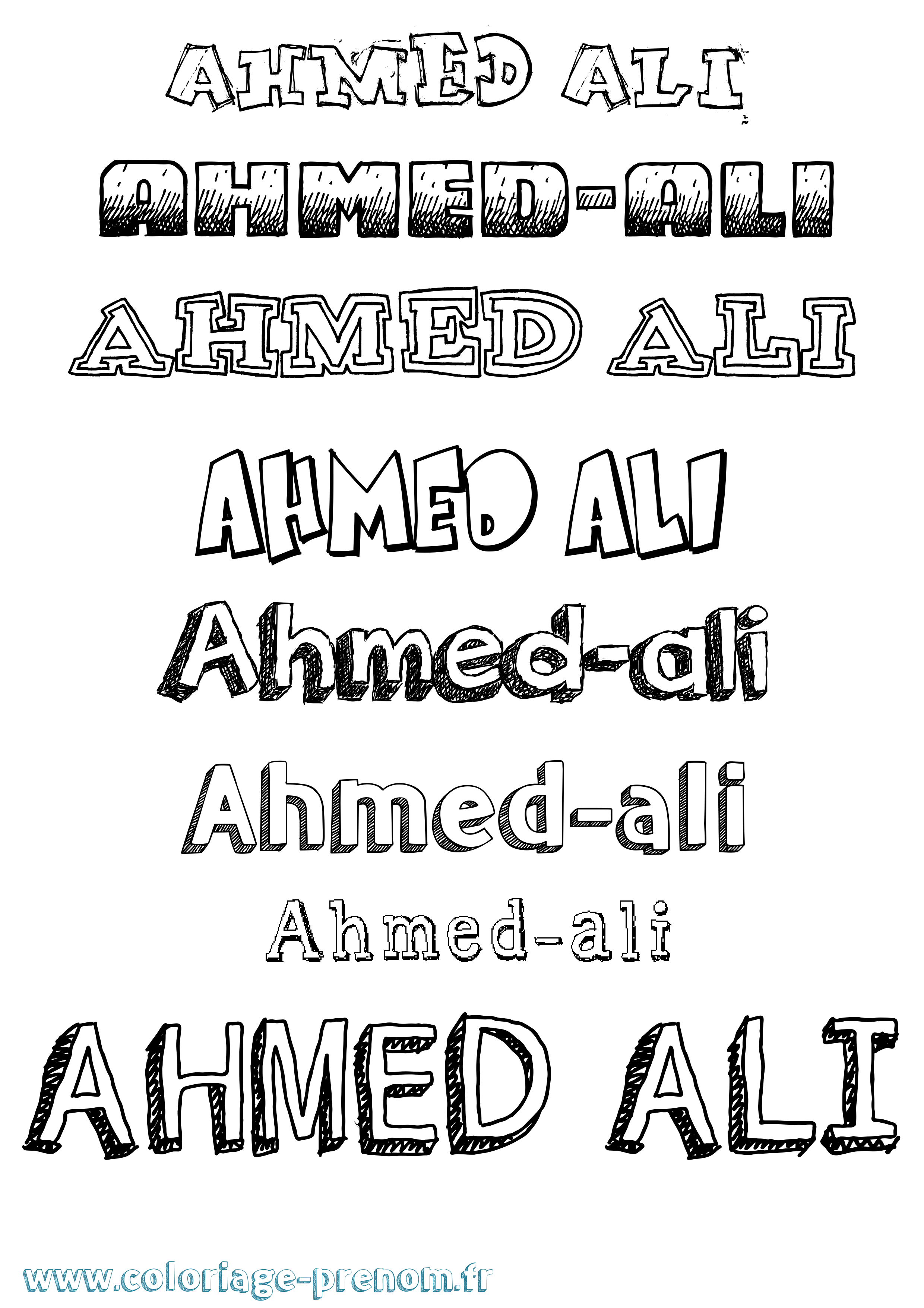 Coloriage Ahmed-Ali Dessiné Coloriage prénom Ahmed-Ali Dessiné