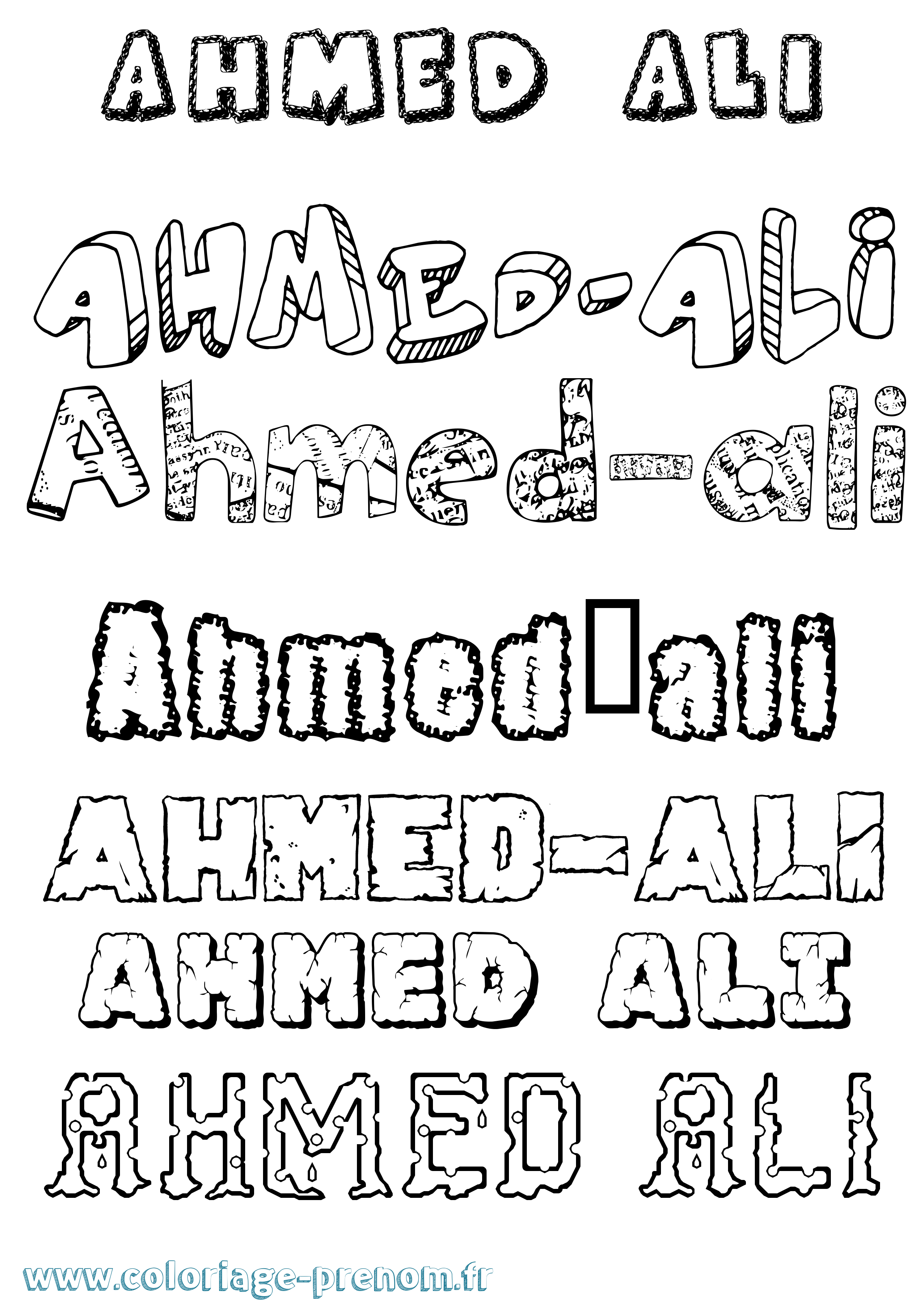 Coloriage Ahmed-Ali Destructuré Coloriage prénom Ahmed-Ali Destructuré