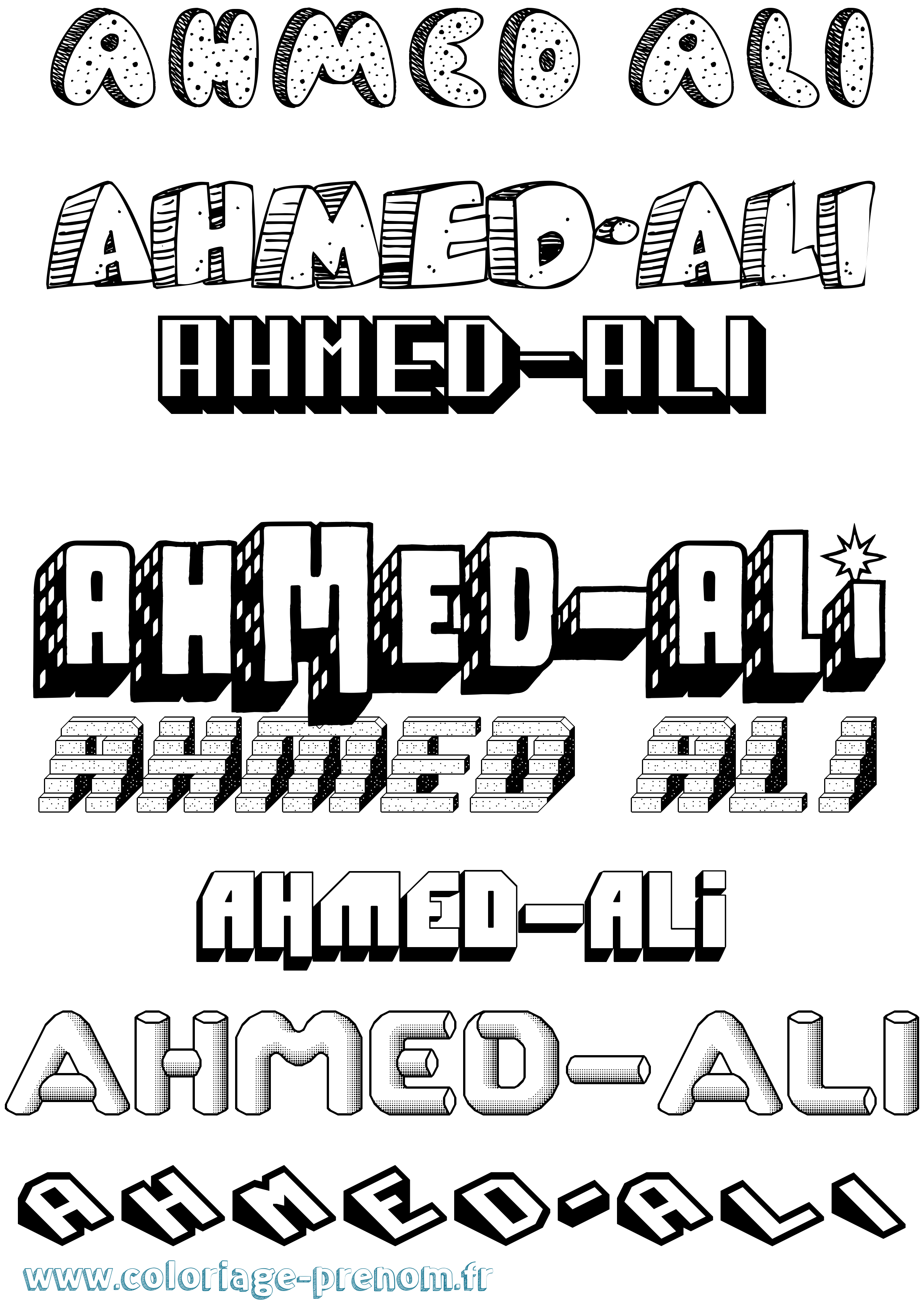 Coloriage Ahmed-Ali Effet 3D Coloriage prénom Ahmed-Ali Effet 3D