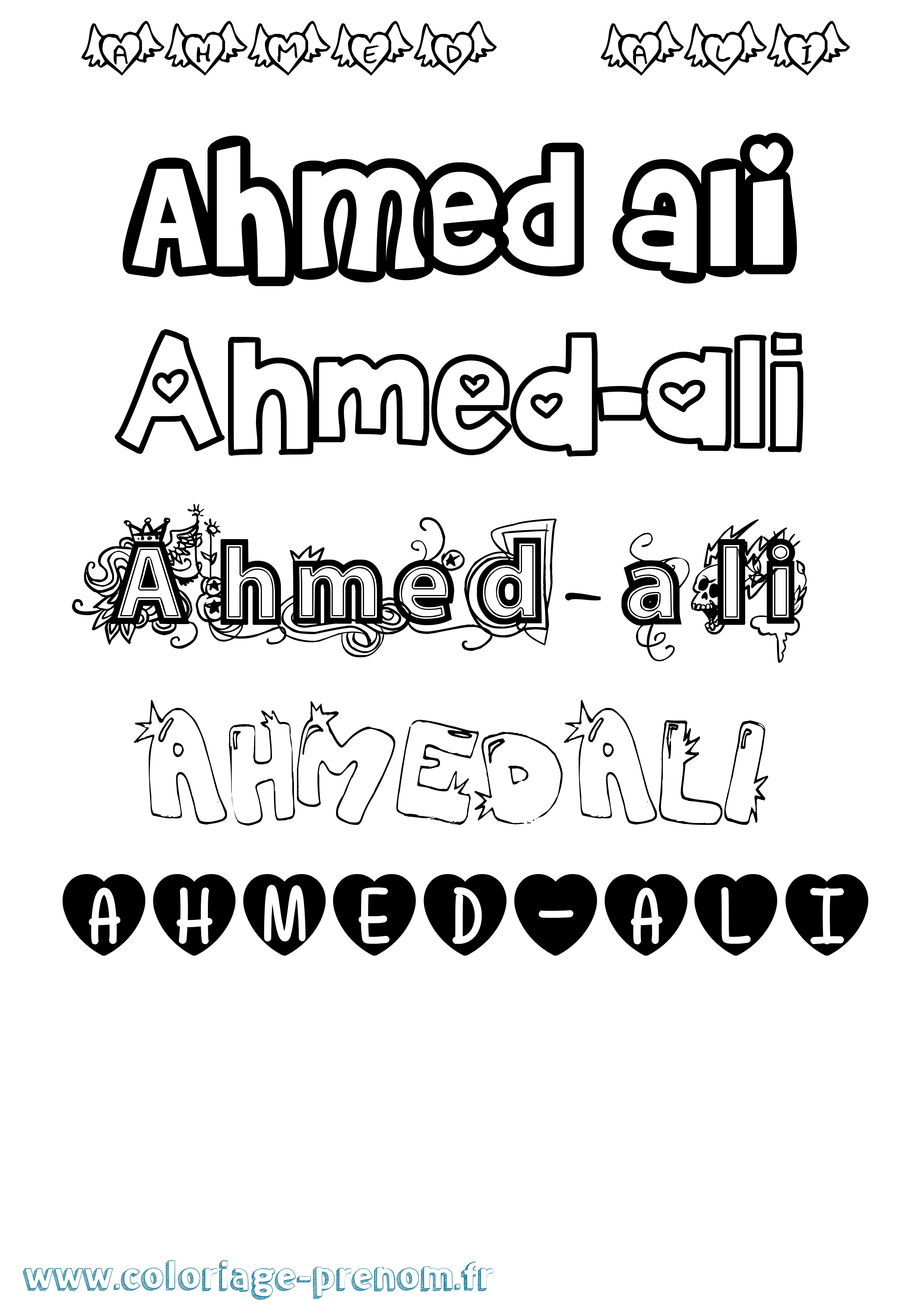 Coloriage Ahmed-Ali Girly Coloriage prénom Ahmed-Ali Girly