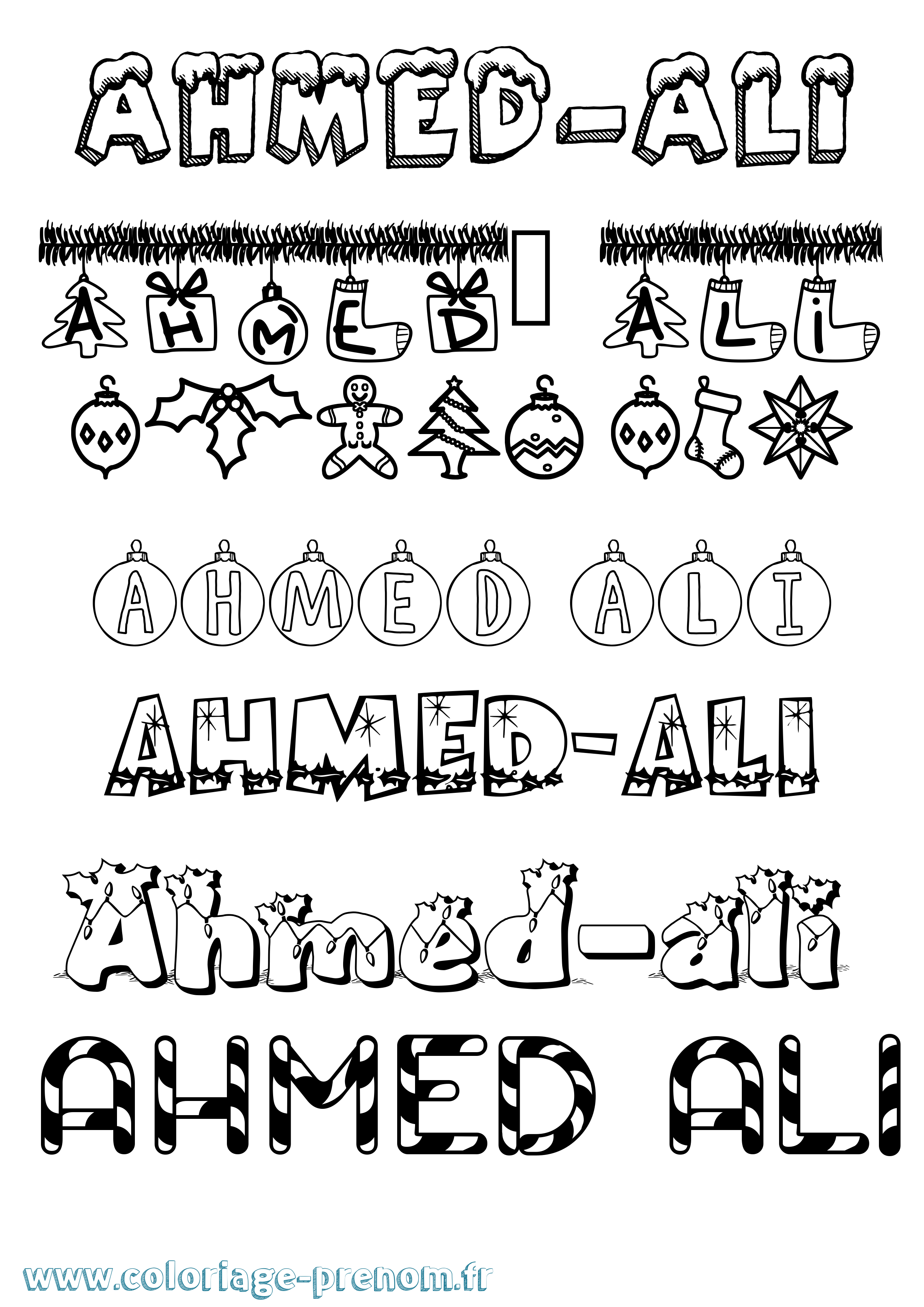 Coloriage Ahmed-Ali Noël Coloriage prénom Ahmed-Ali Noël