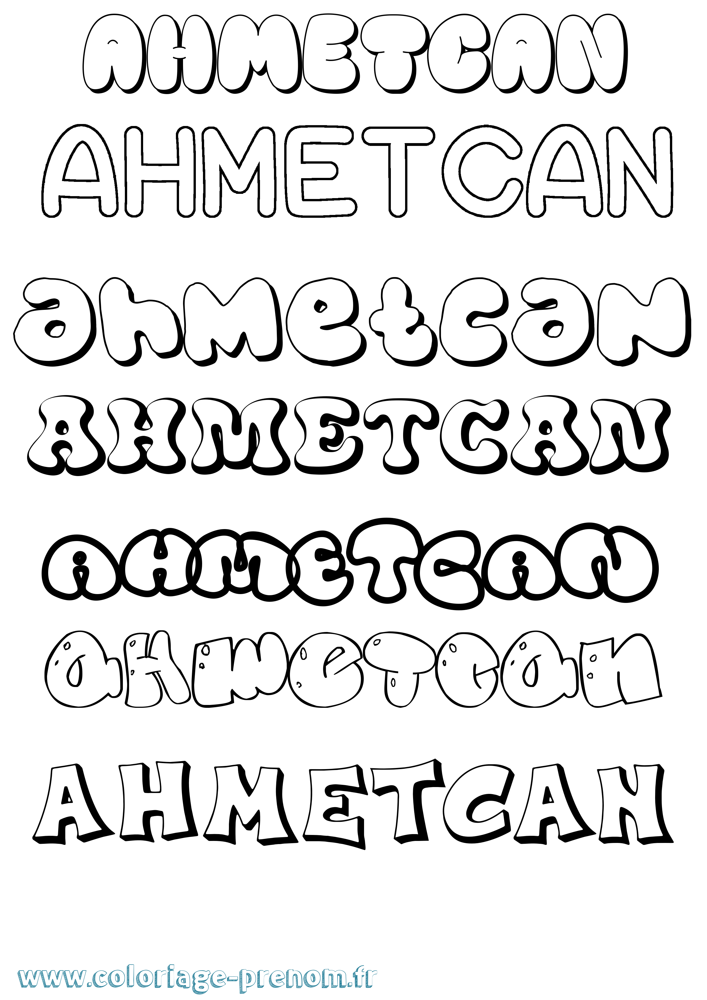 Coloriage Ahmetcan Bubble Coloriage prénom Ahmetcan Bubble