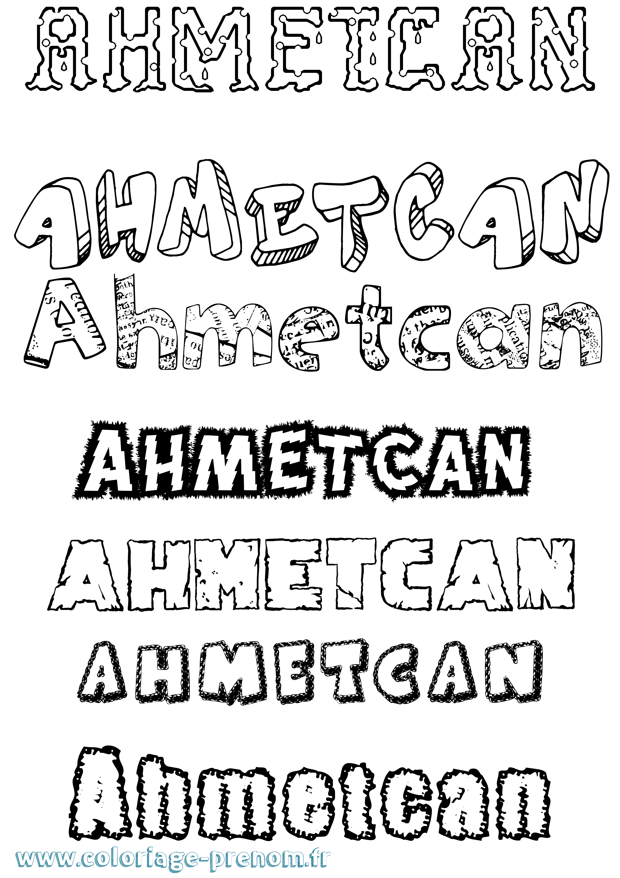 Coloriage Ahmetcan Destructuré Coloriage prénom Ahmetcan Destructuré