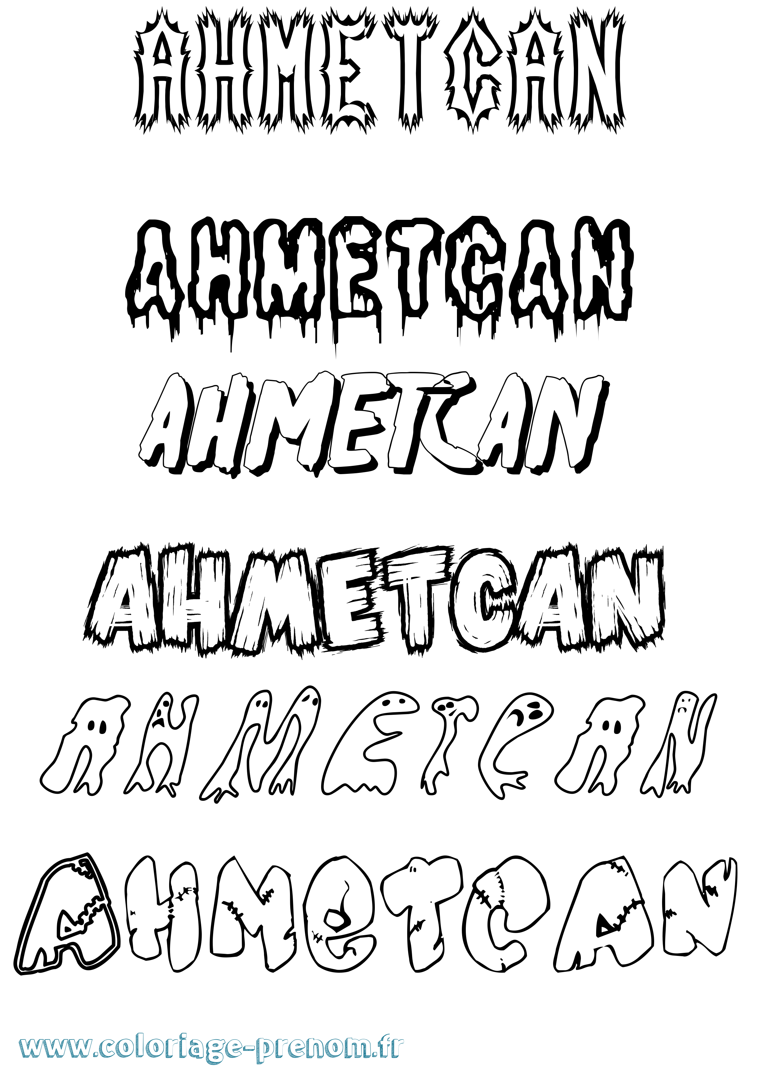 Coloriage Ahmetcan Frisson Coloriage prénom Ahmetcan Frisson