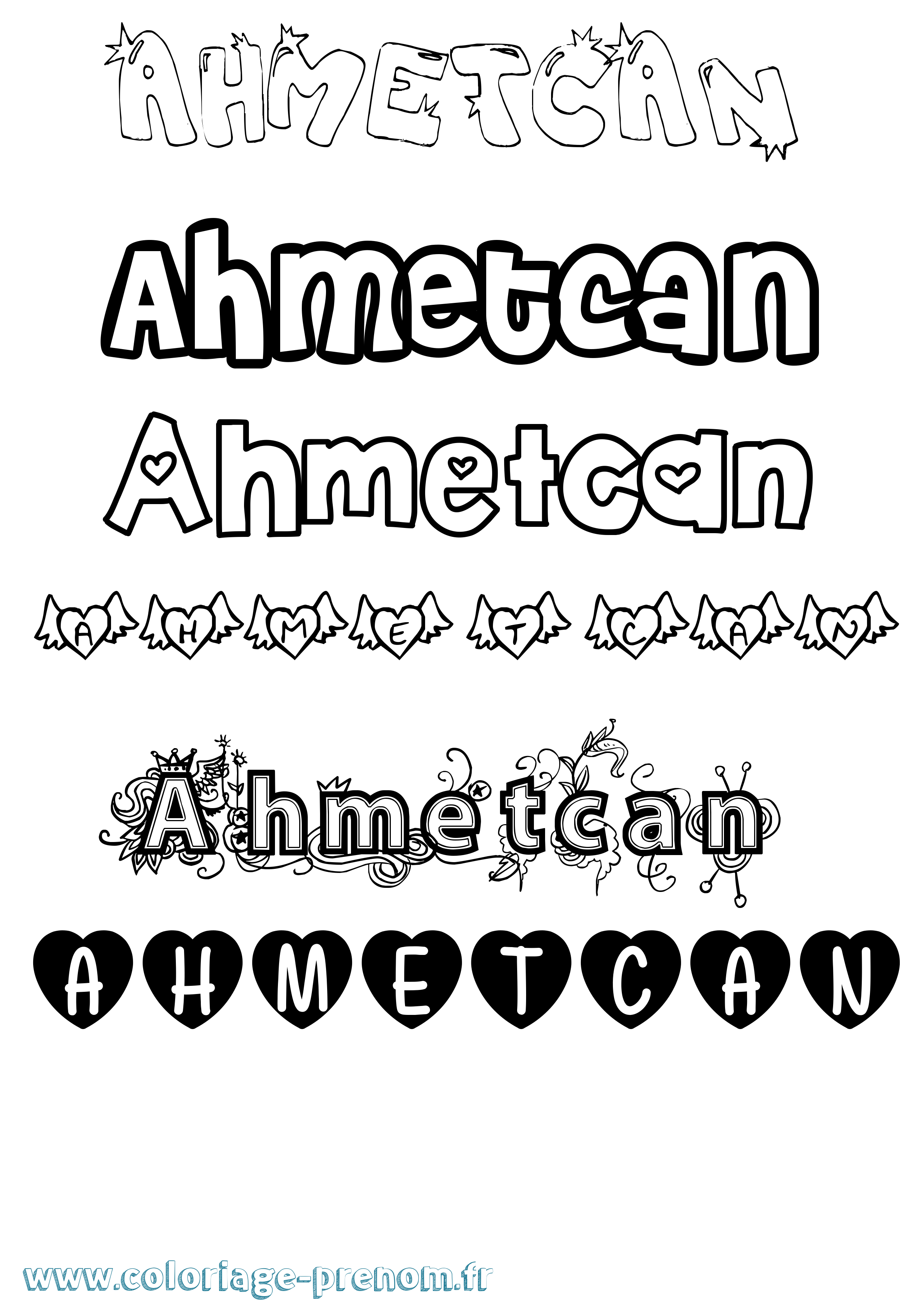 Coloriage Ahmetcan Girly Coloriage prénom Ahmetcan Girly