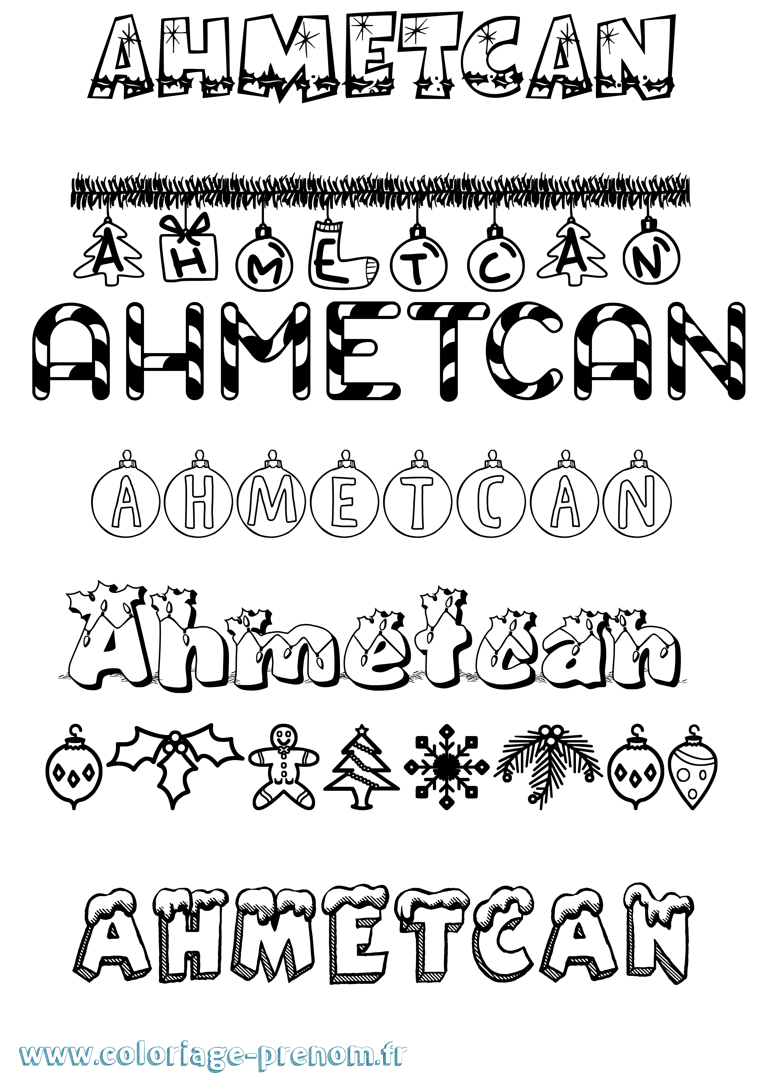 Coloriage Ahmetcan Noël Coloriage prénom Ahmetcan Noël