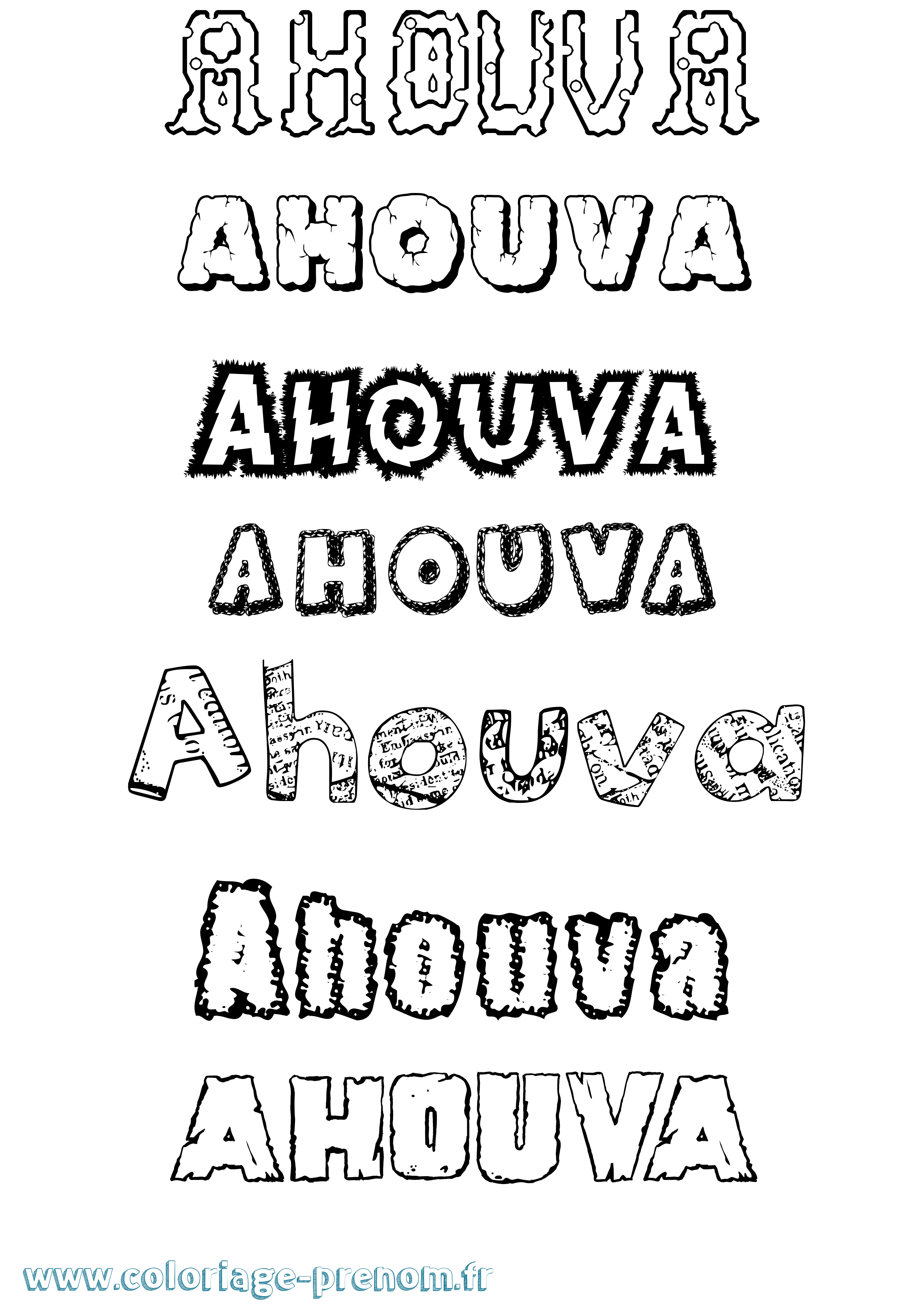Coloriage Ahouva Destructuré Coloriage prénom Ahouva Destructuré