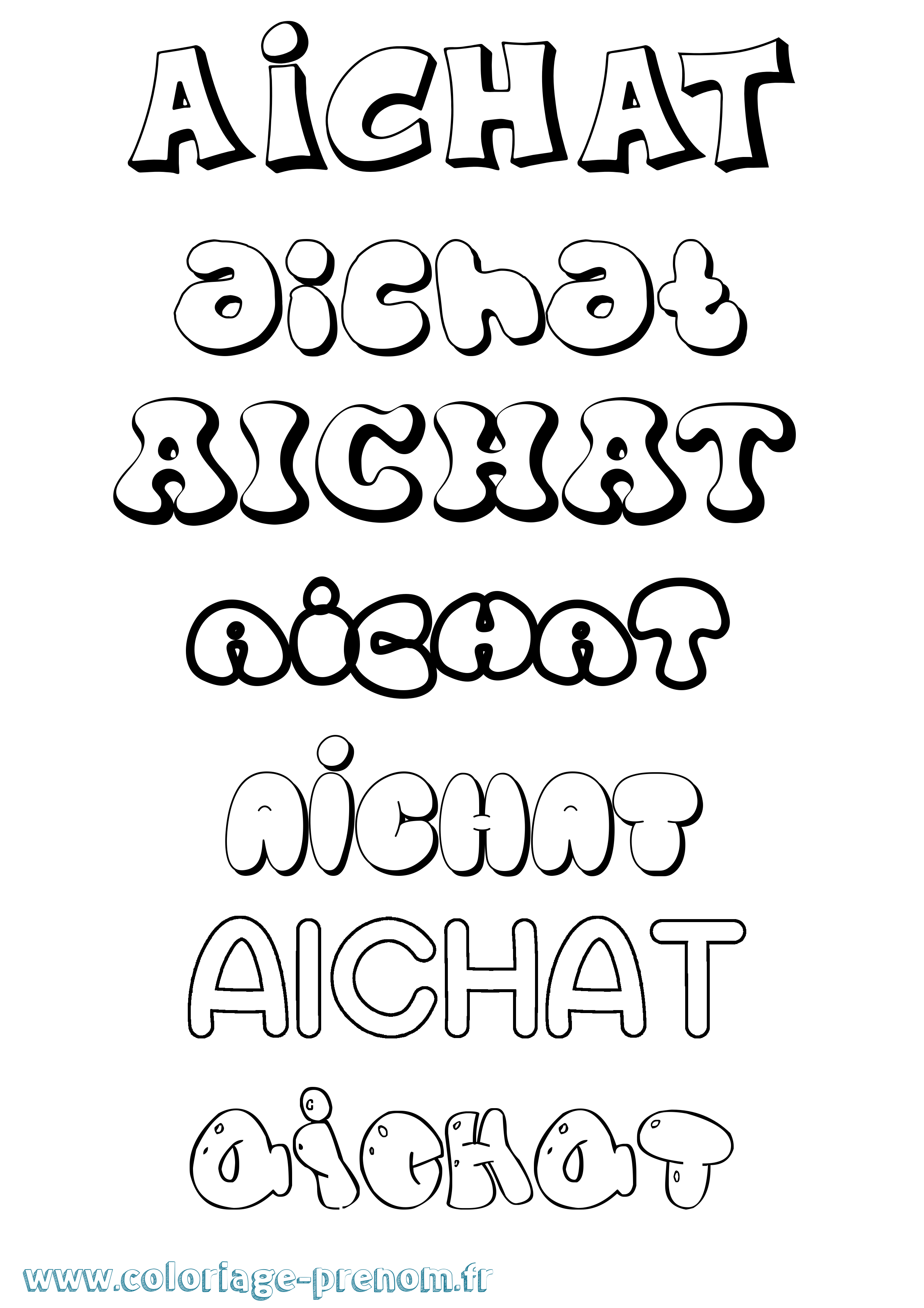 Coloriage Aichat Bubble Coloriage prénom Aichat Bubble
