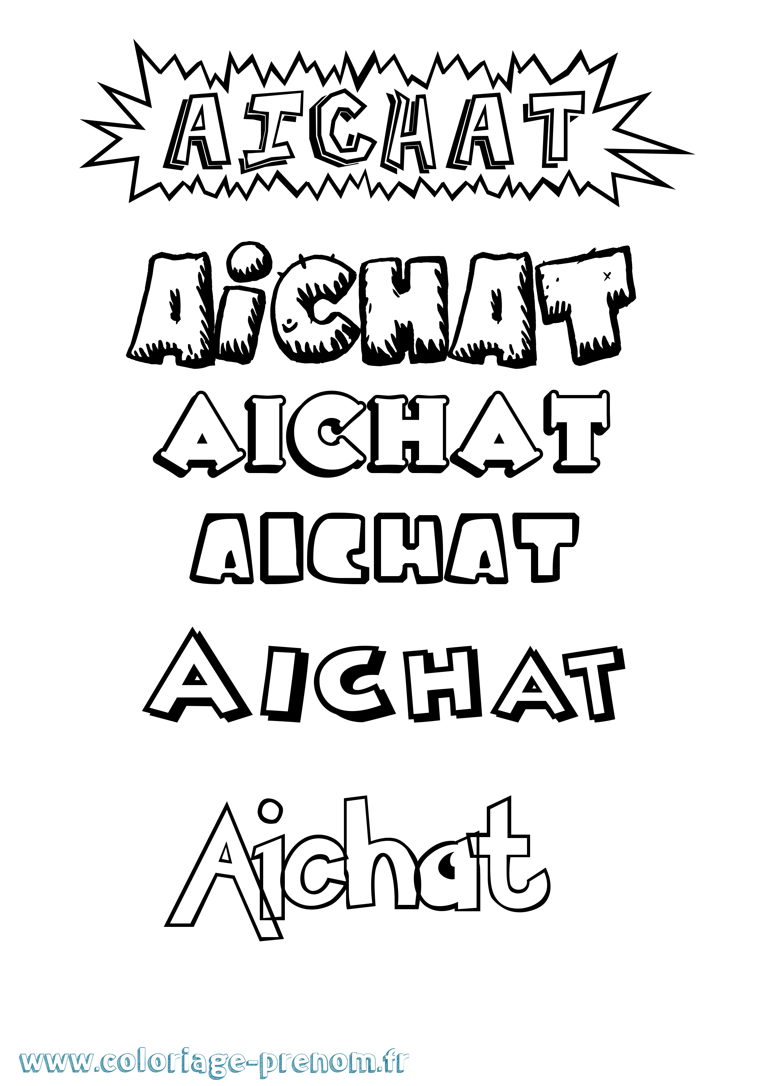 Coloriage Aichat Dessin Animé Coloriage prénom Aichat Dessin Animé