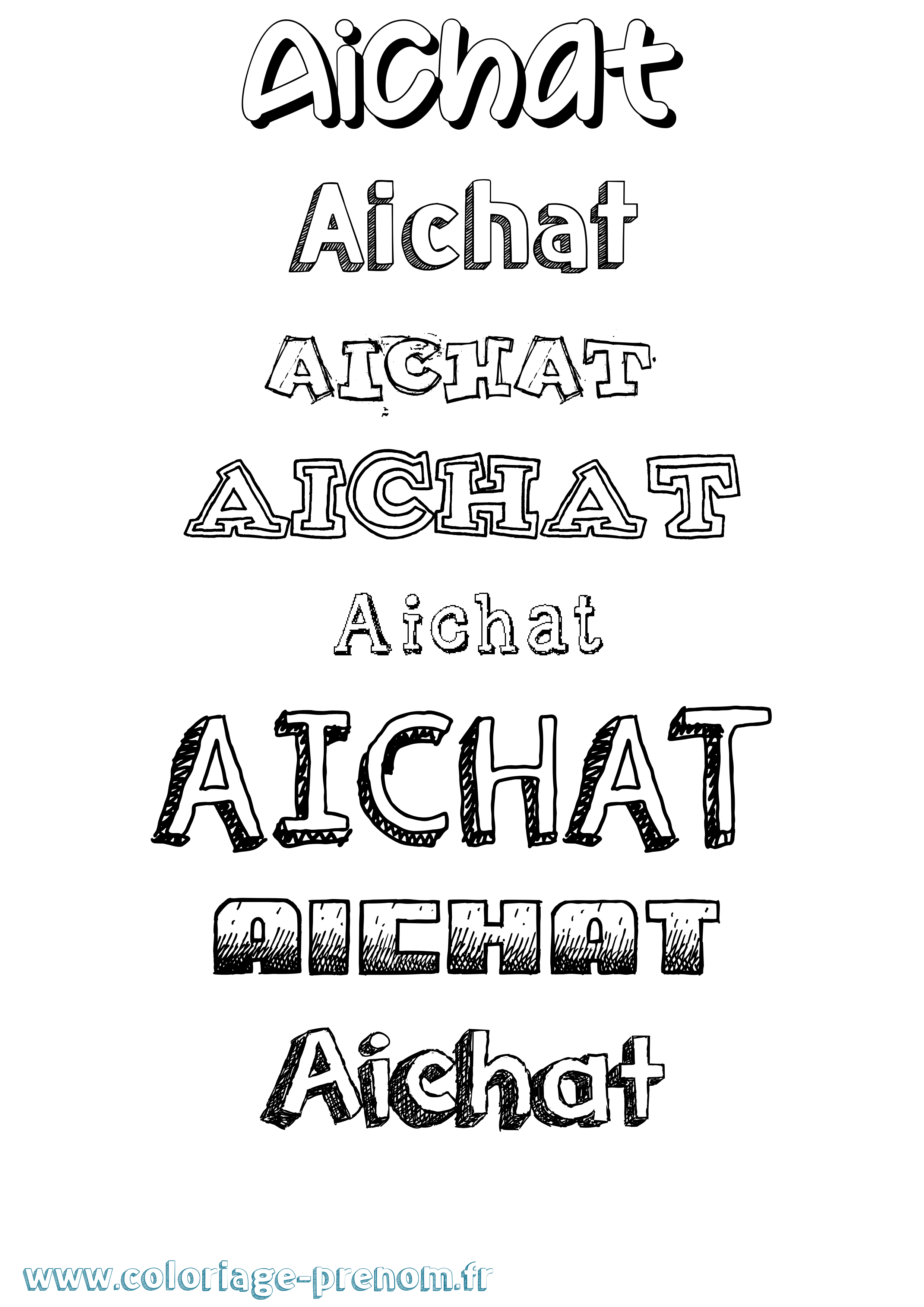 Coloriage Aichat Dessiné Coloriage prénom Aichat Dessiné