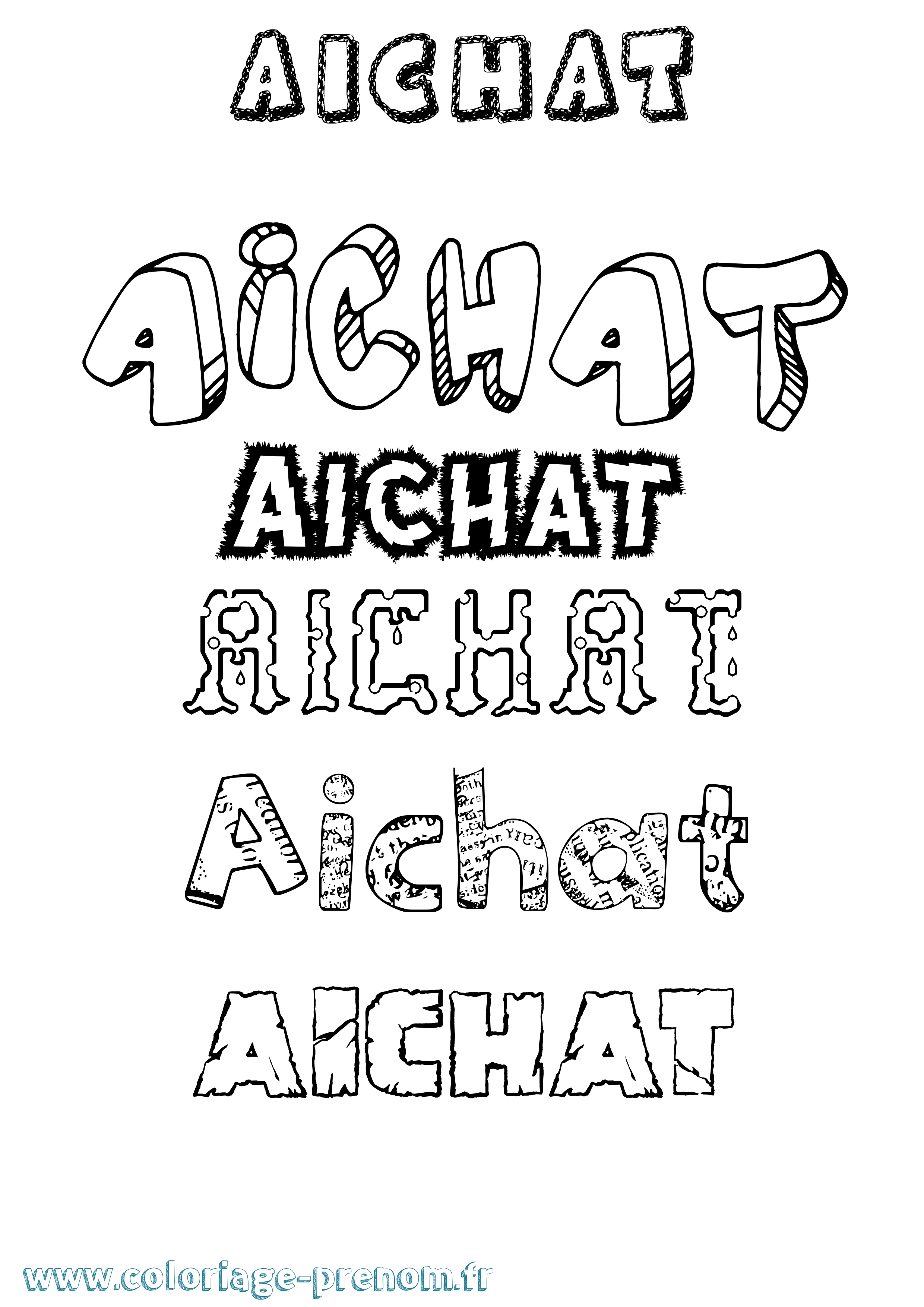 Coloriage Aichat Destructuré Coloriage prénom Aichat Destructuré