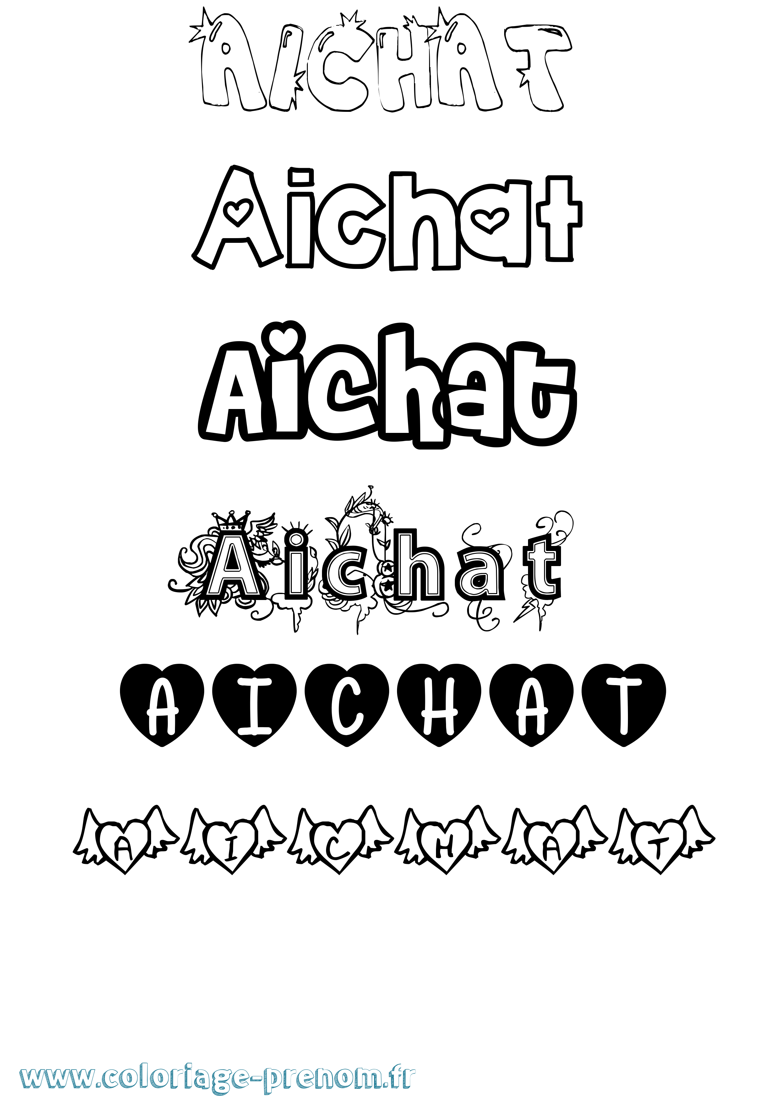 Coloriage Aichat Girly Coloriage prénom Aichat Girly