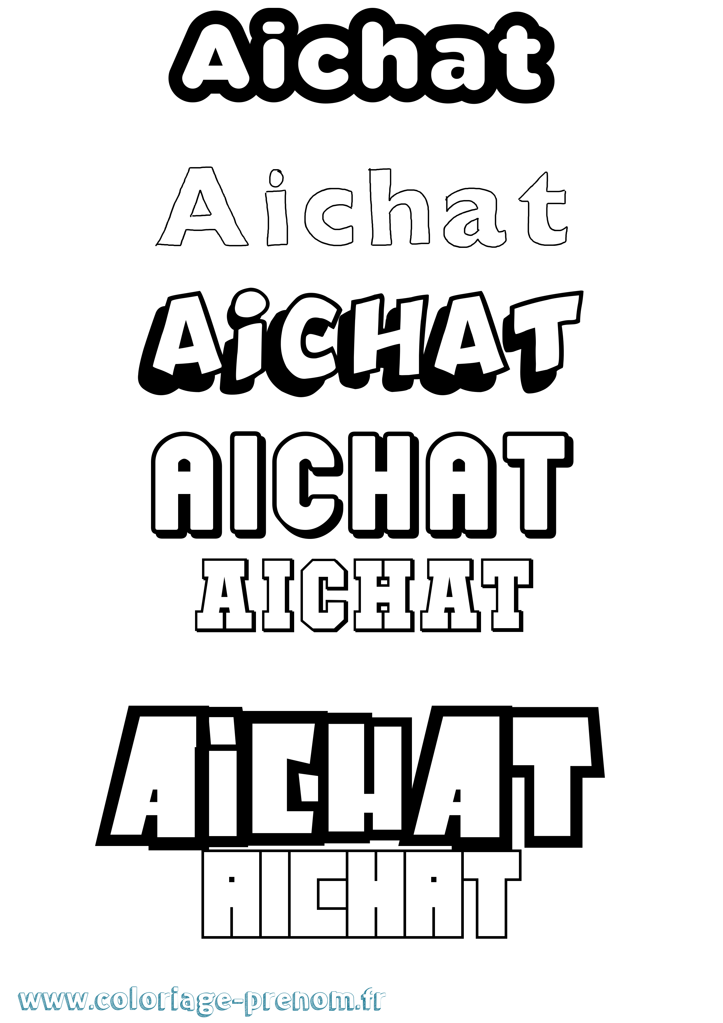 Coloriage Aichat Simple Coloriage prénom Aichat Simple