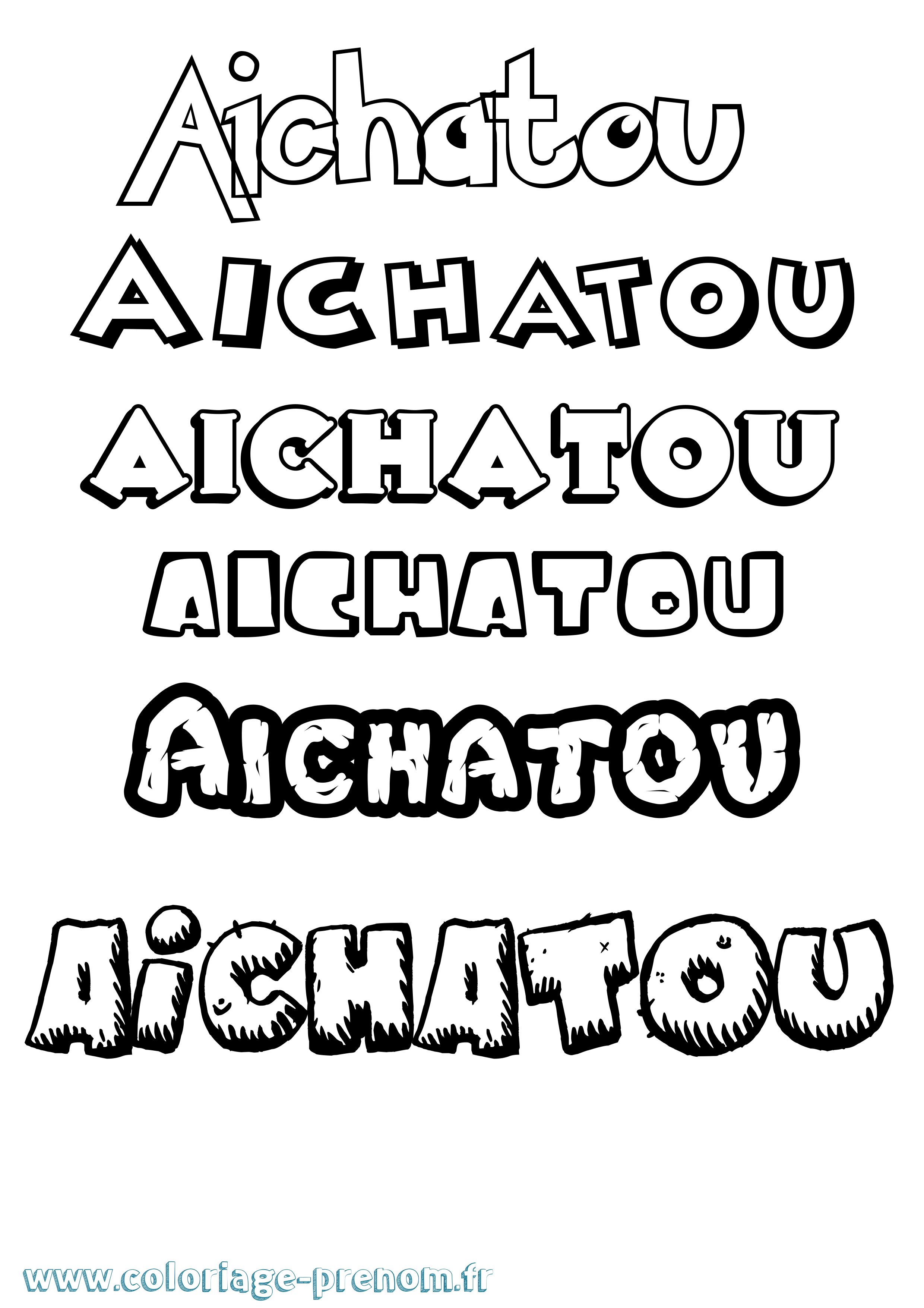Coloriage Aichatou Dessin Animé Coloriage prénom Aichatou Dessin Animé