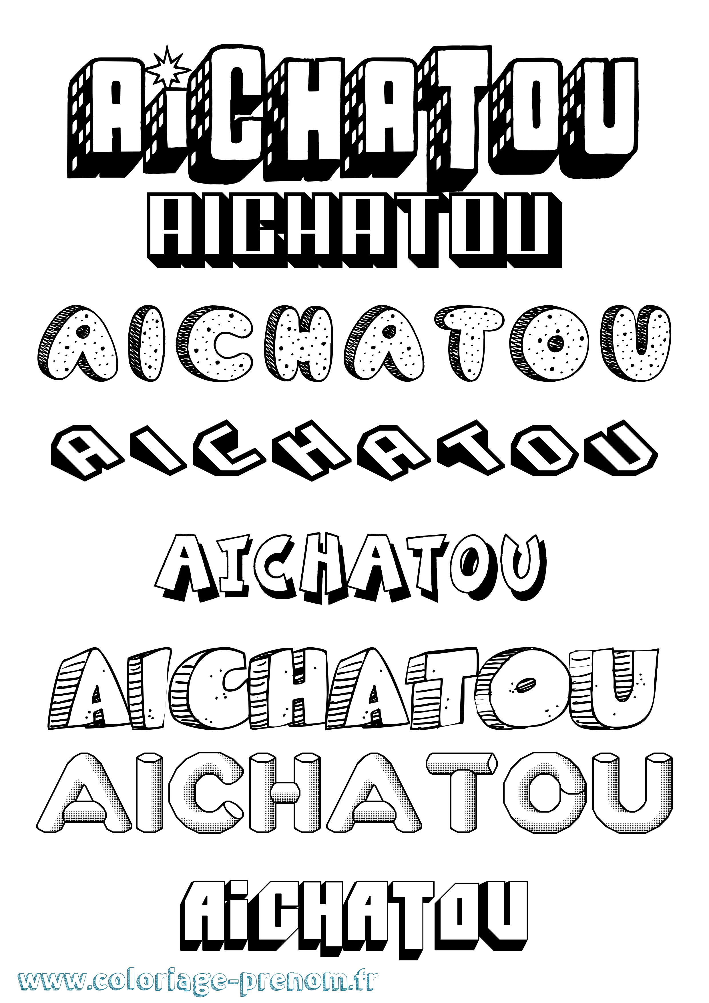 Coloriage Aichatou Effet 3D Coloriage prénom Aichatou Effet 3D