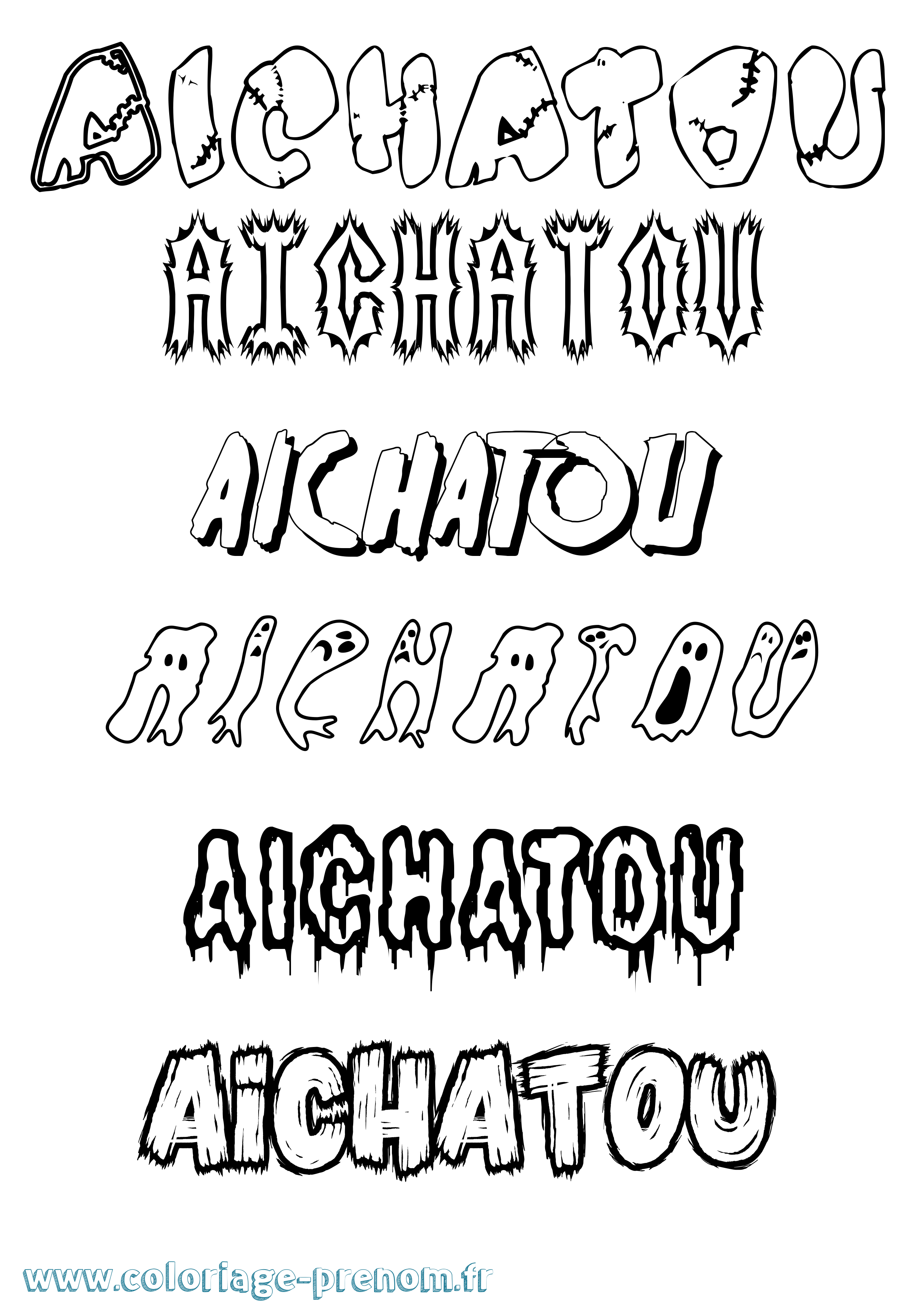 Coloriage Aichatou Frisson Coloriage prénom Aichatou Frisson