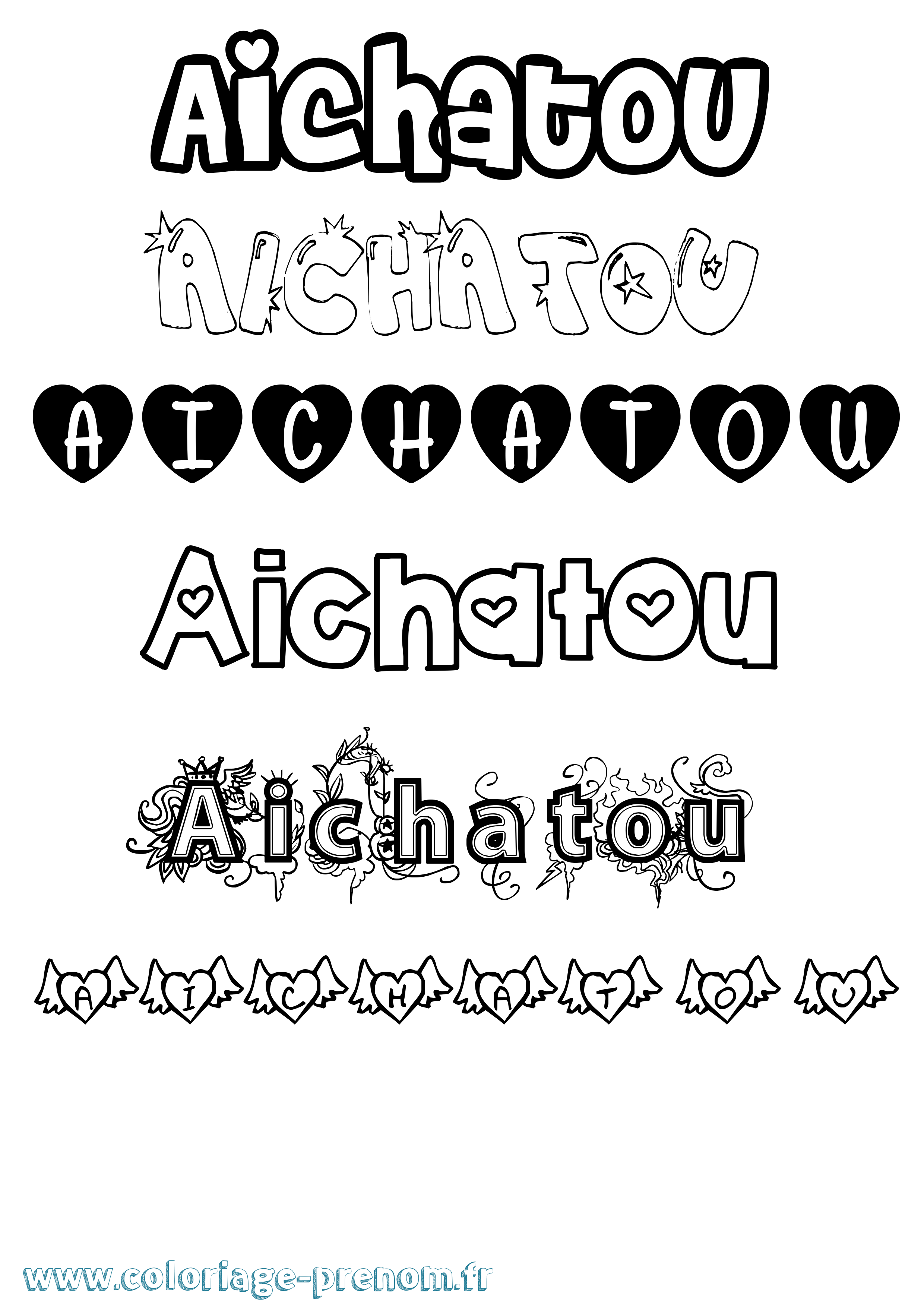 Coloriage Aichatou Girly Coloriage prénom Aichatou Girly