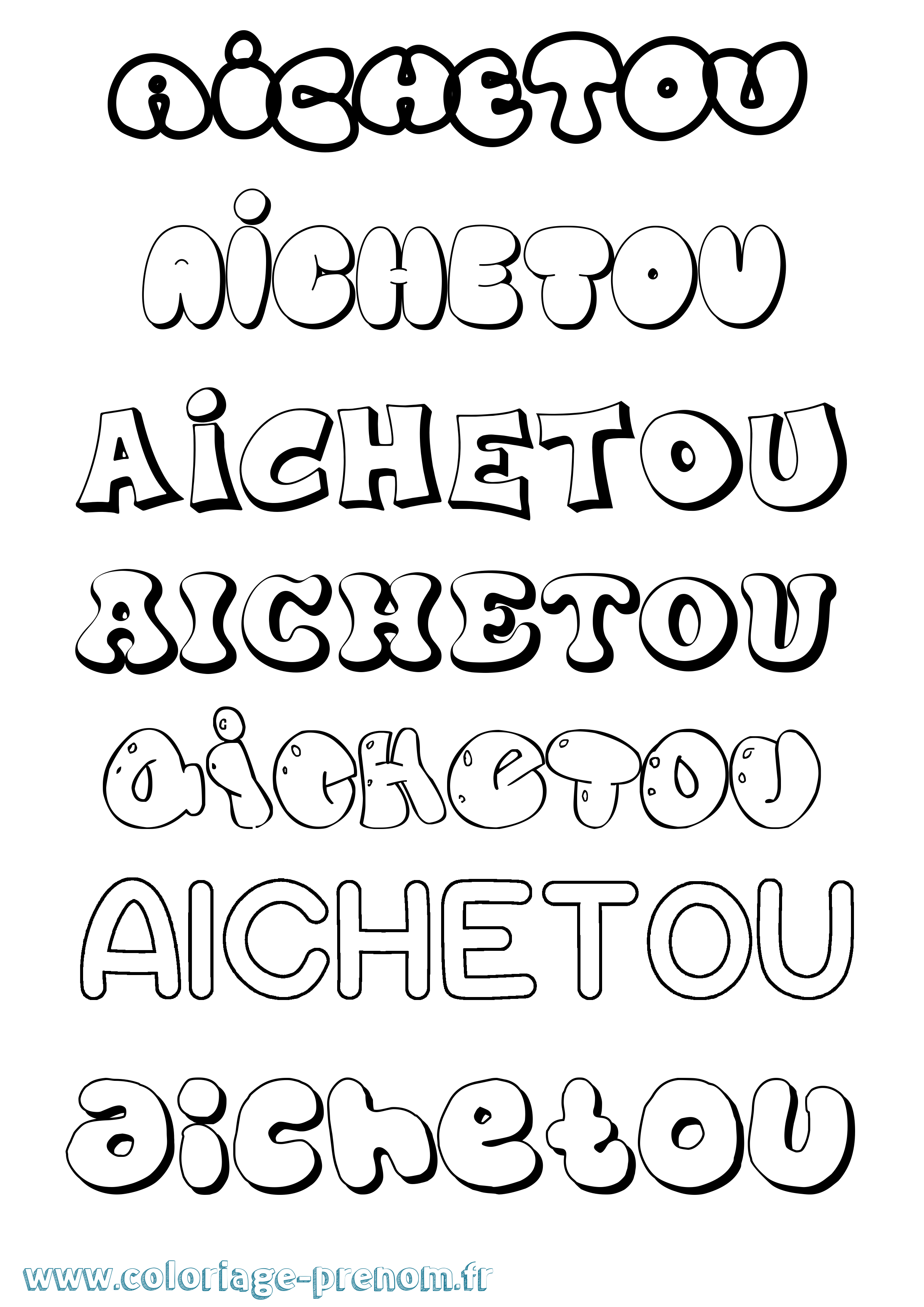 Coloriage Aichetou Bubble Coloriage prénom Aichetou Bubble