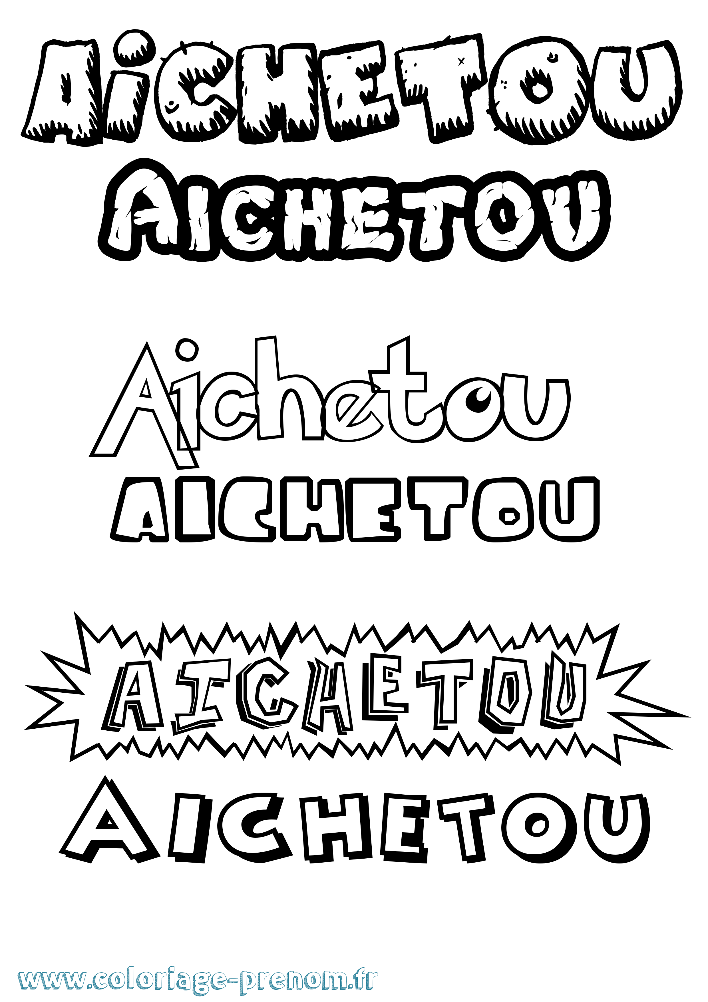 Coloriage Aichetou Dessin Animé Coloriage prénom Aichetou Dessin Animé