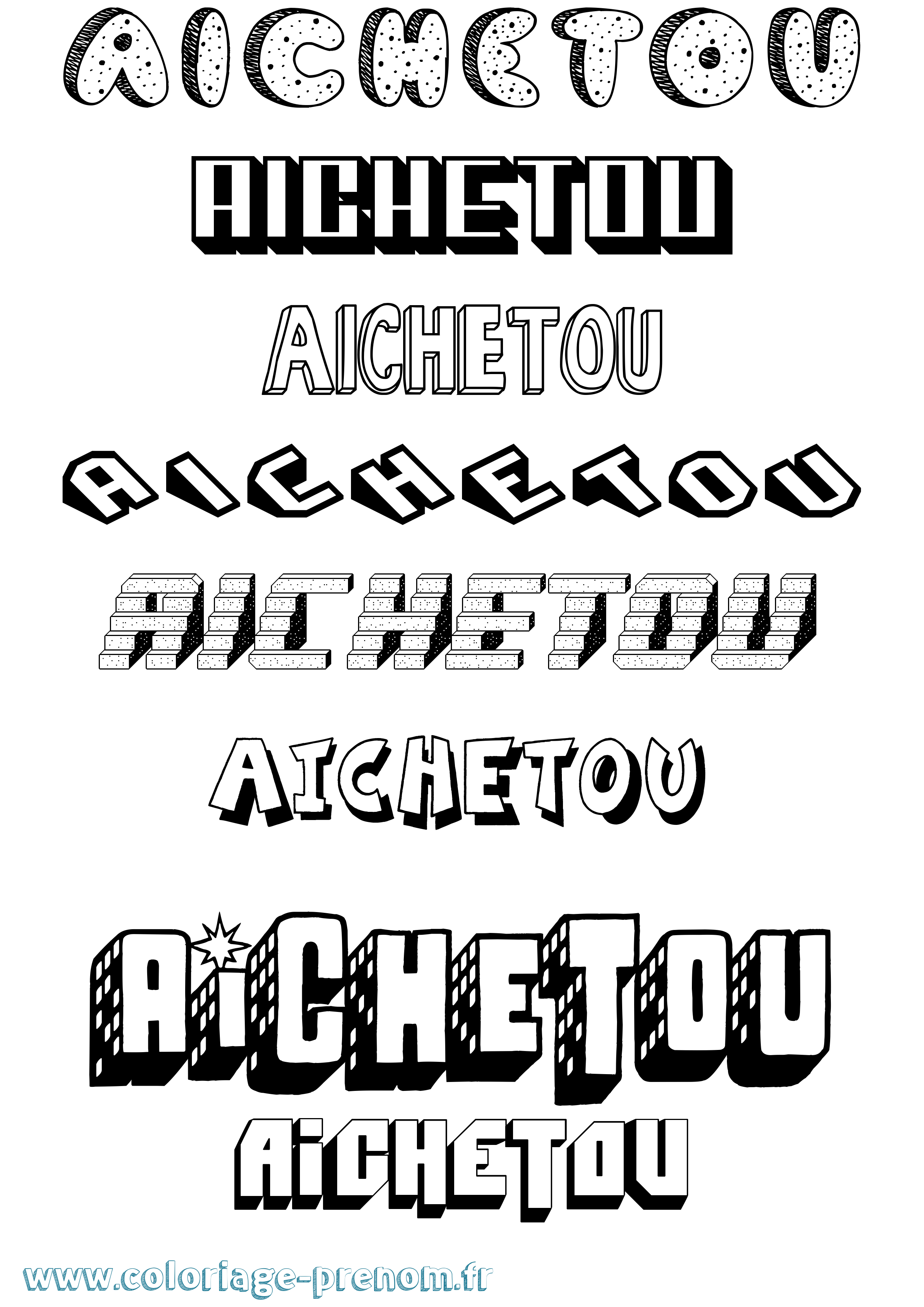 Coloriage Aichetou Effet 3D Coloriage prénom Aichetou Effet 3D