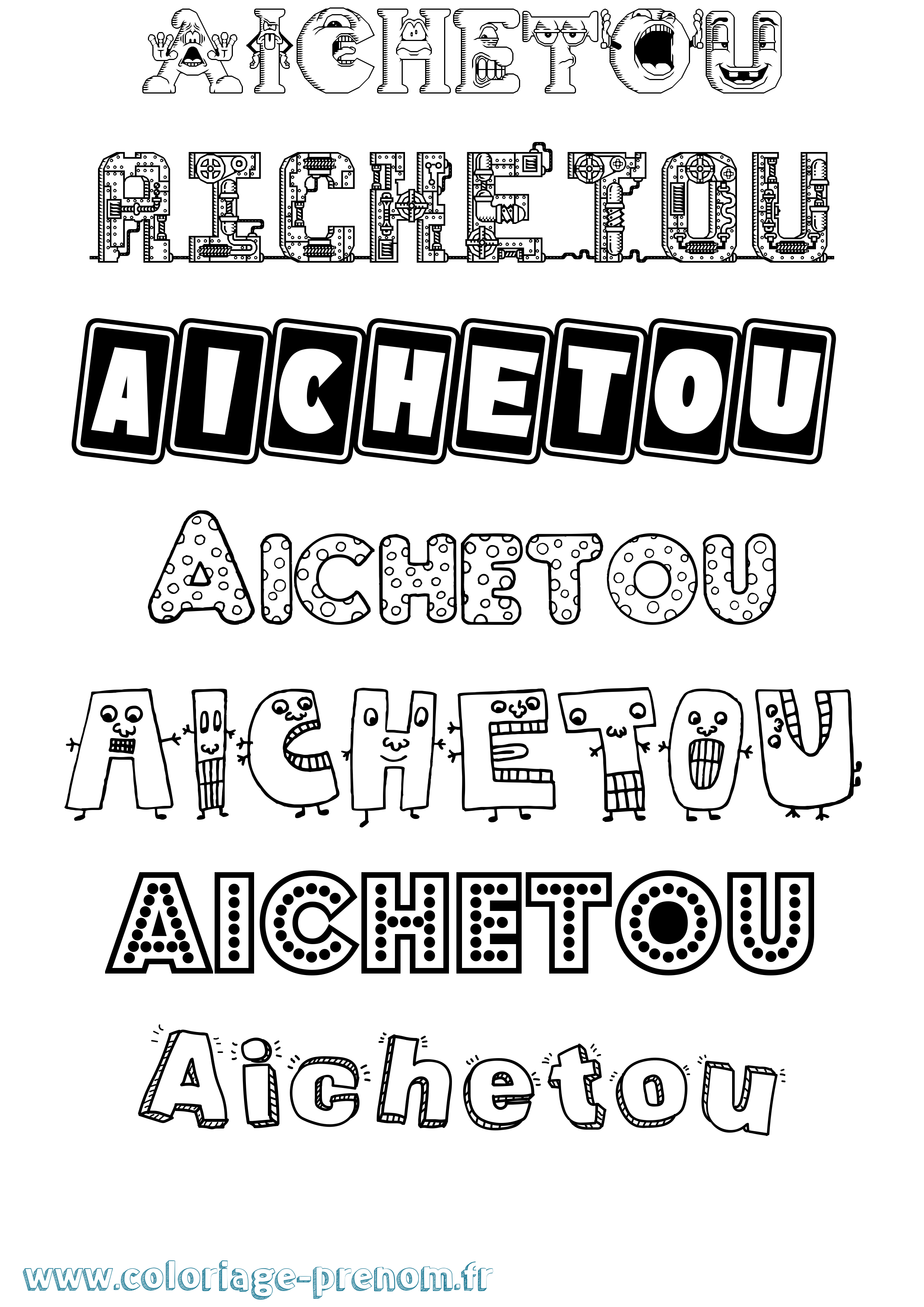 Coloriage Aichetou Fun Coloriage prénom Aichetou Fun