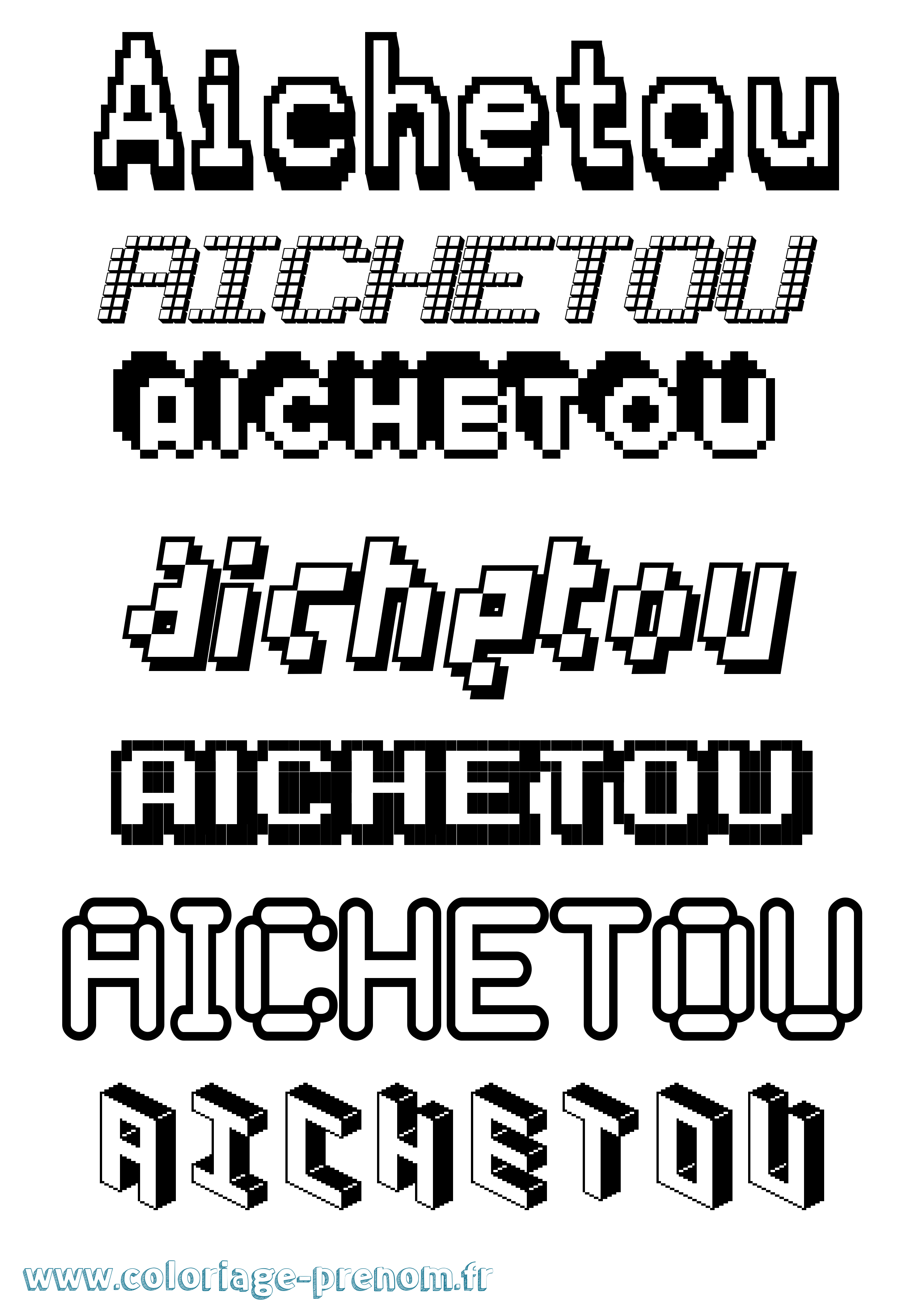 Coloriage Aichetou Pixel Coloriage prénom Aichetou Pixel