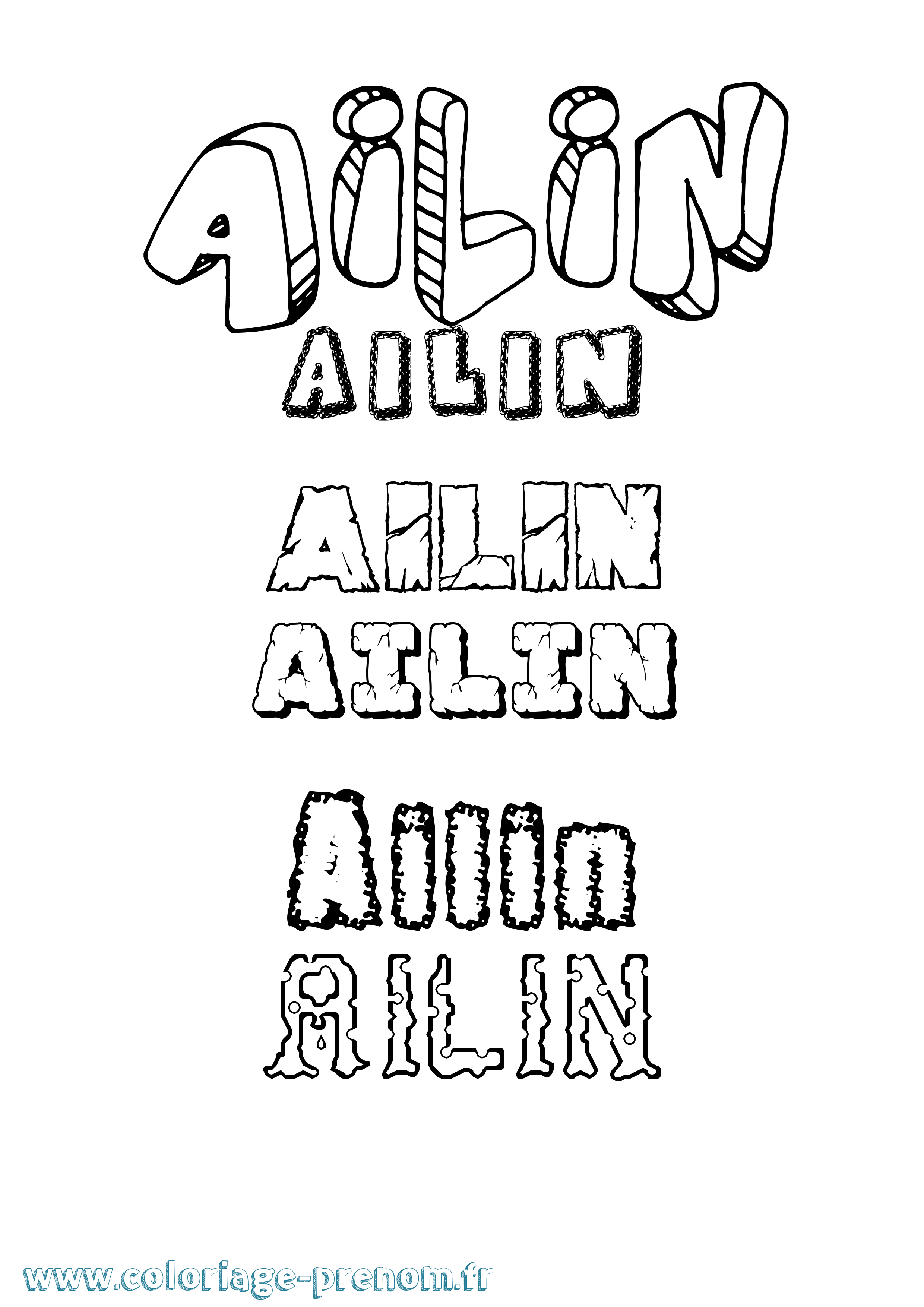 Coloriage Ailín Destructuré Coloriage prénom Ailín Destructuré