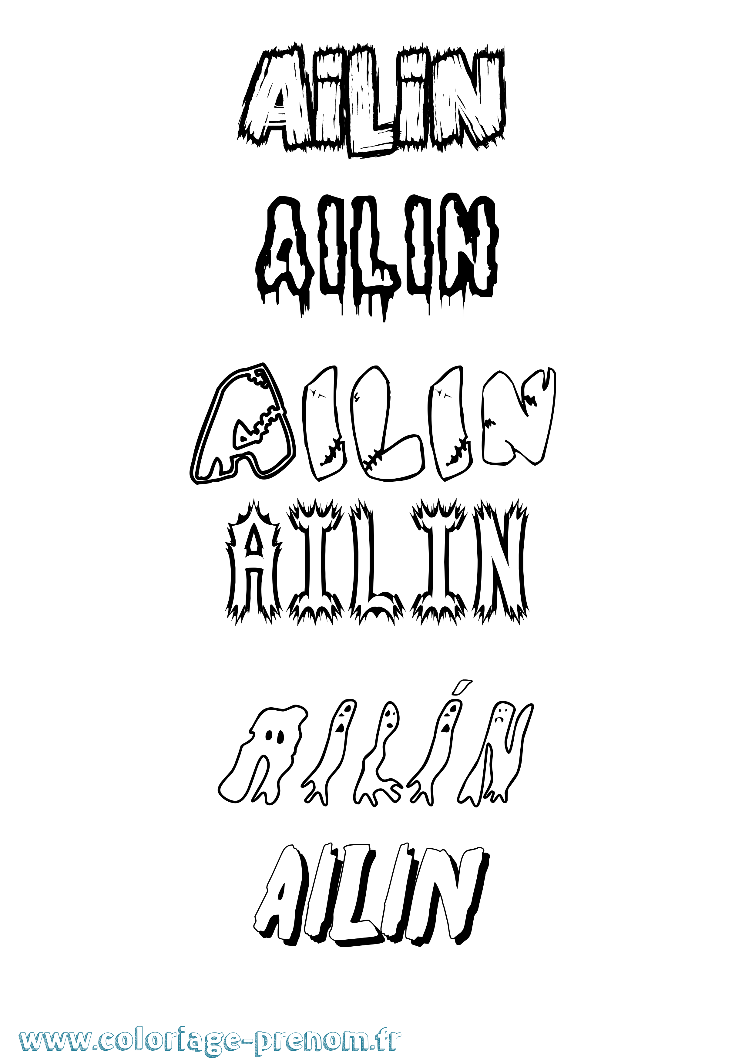 Coloriage Ailín Frisson Coloriage prénom Ailín Frisson