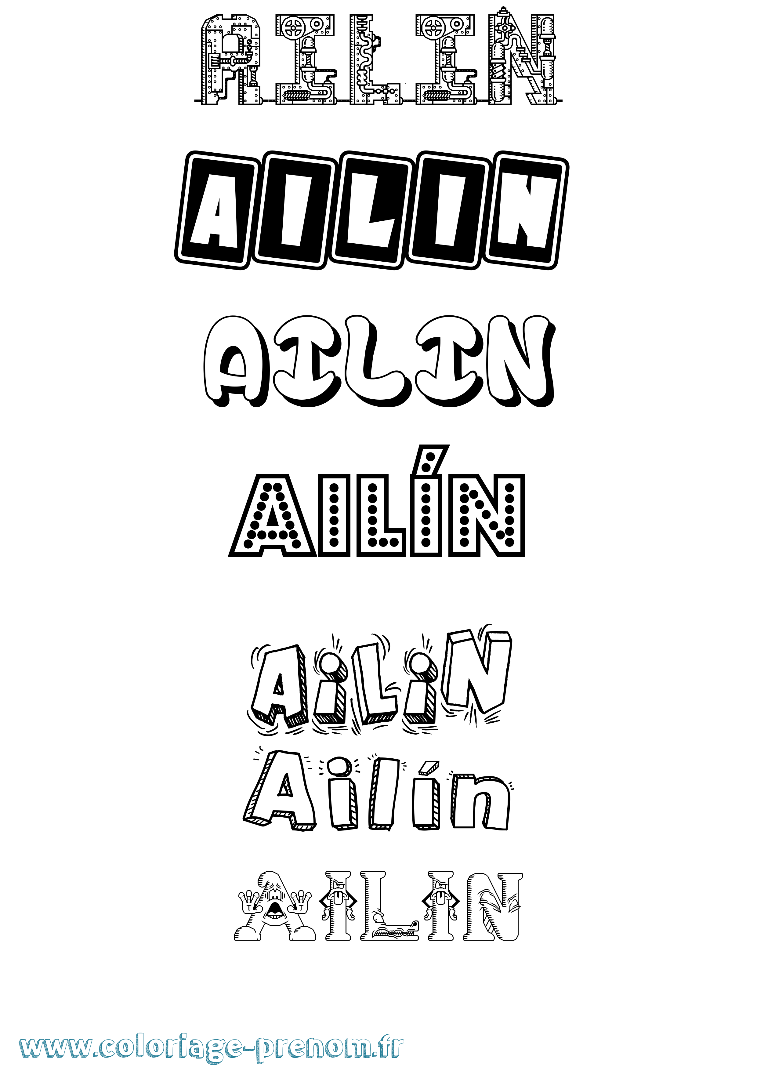 Coloriage Ailín Fun Coloriage prénom Ailín Fun
