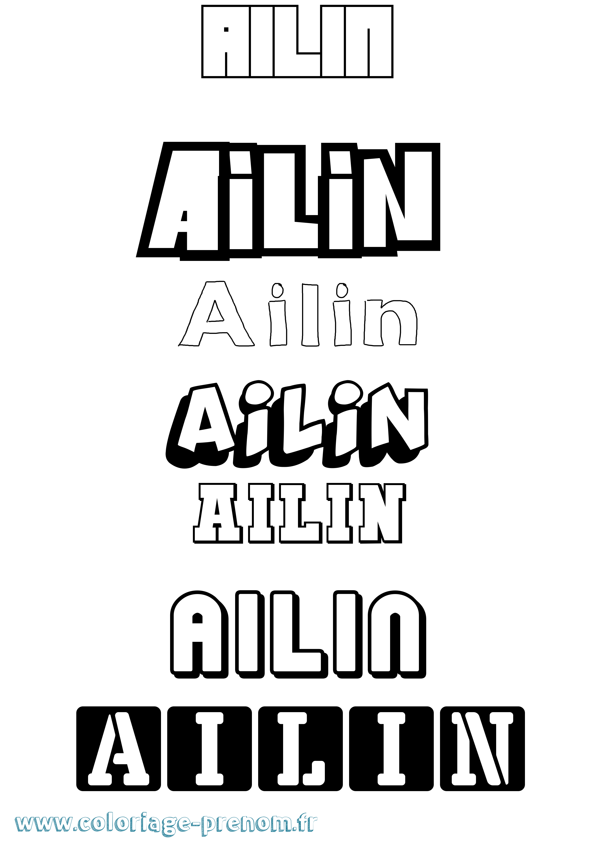 Coloriage Ailín Simple Coloriage prénom Ailín Simple